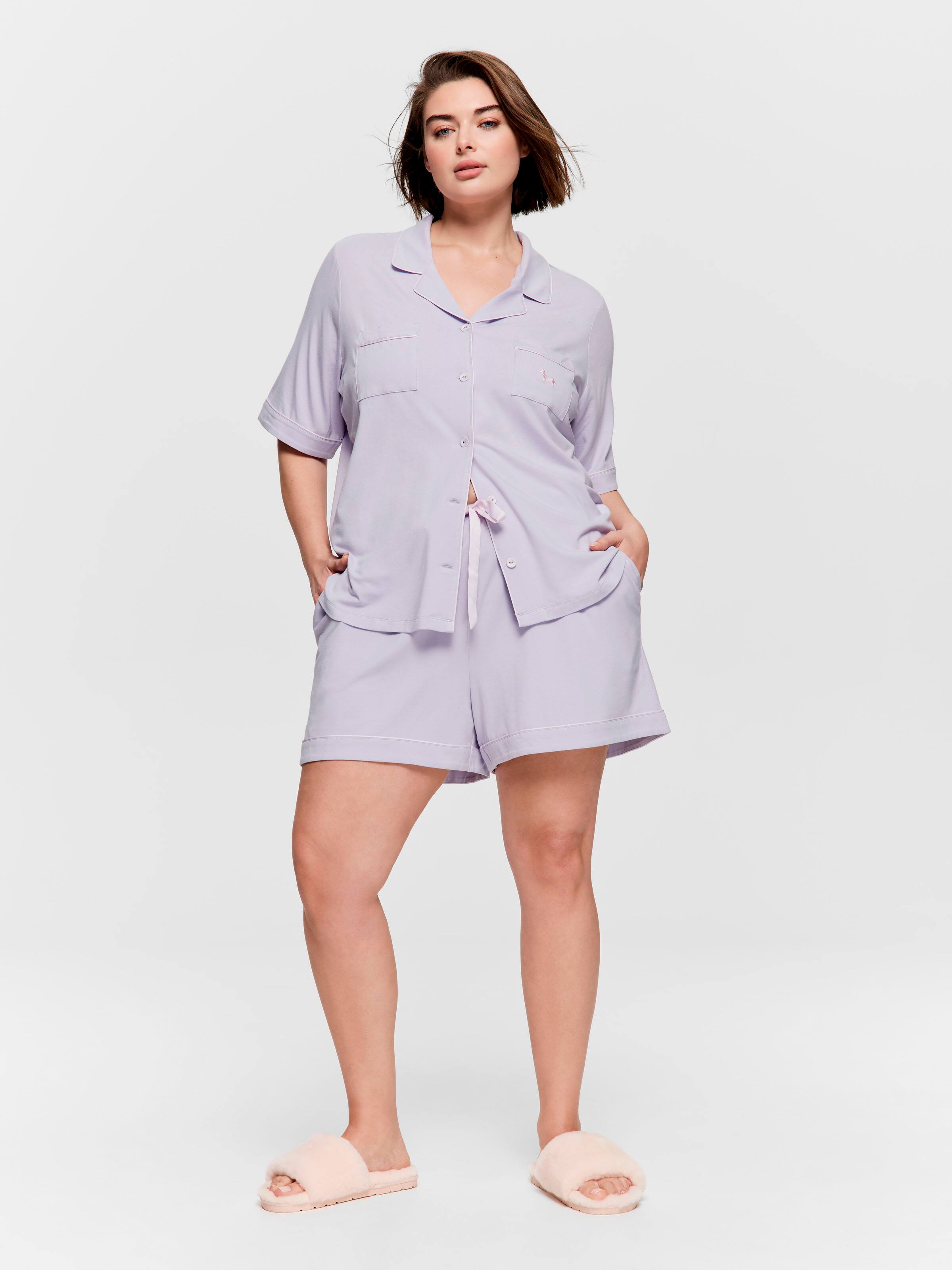 P.A. Plus Lilac Bamboo Jersey Shortie Pj Set