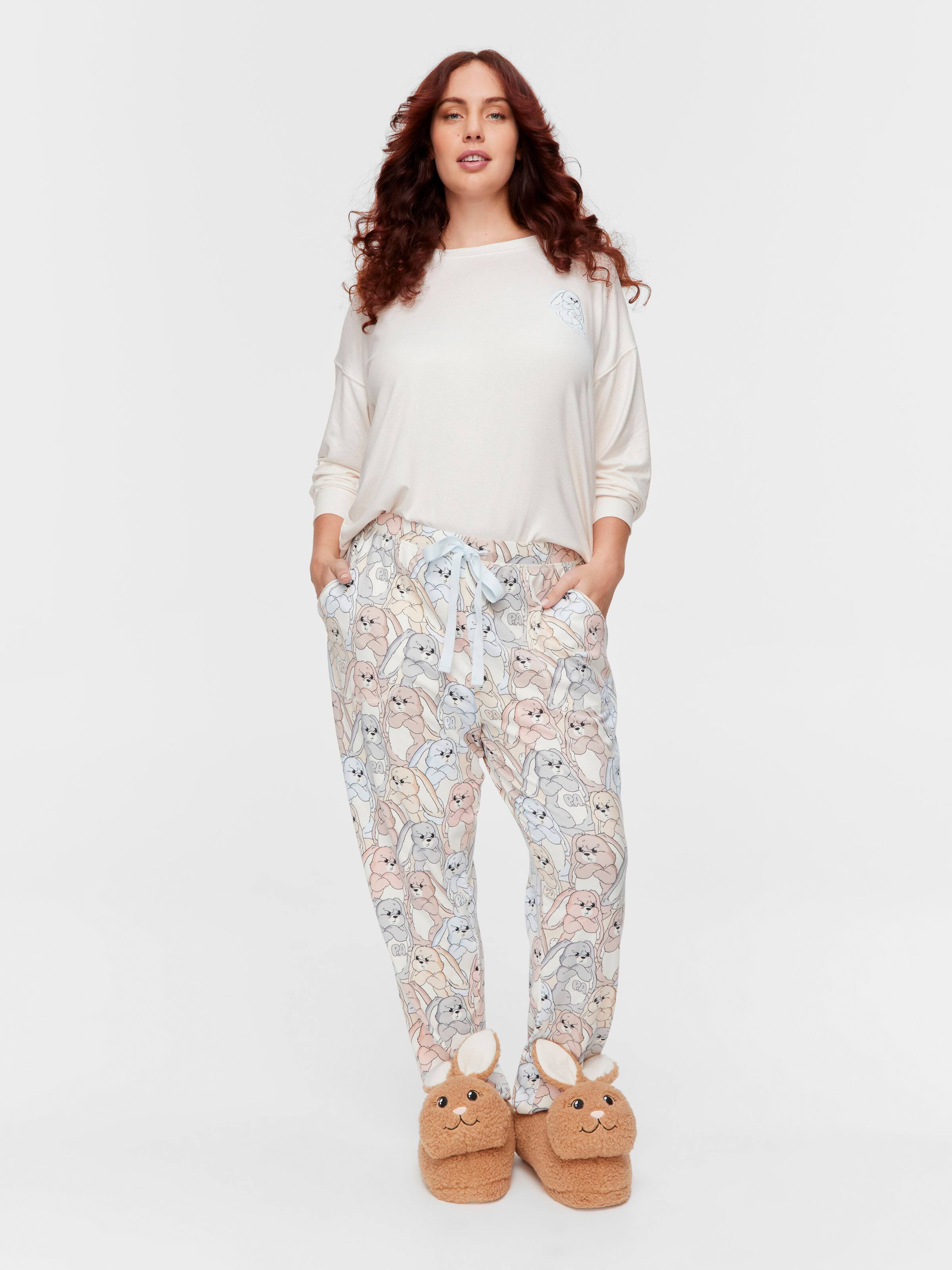 P.A. Plus Grumpy Bunny Plush Tapered Leg Pj Pant