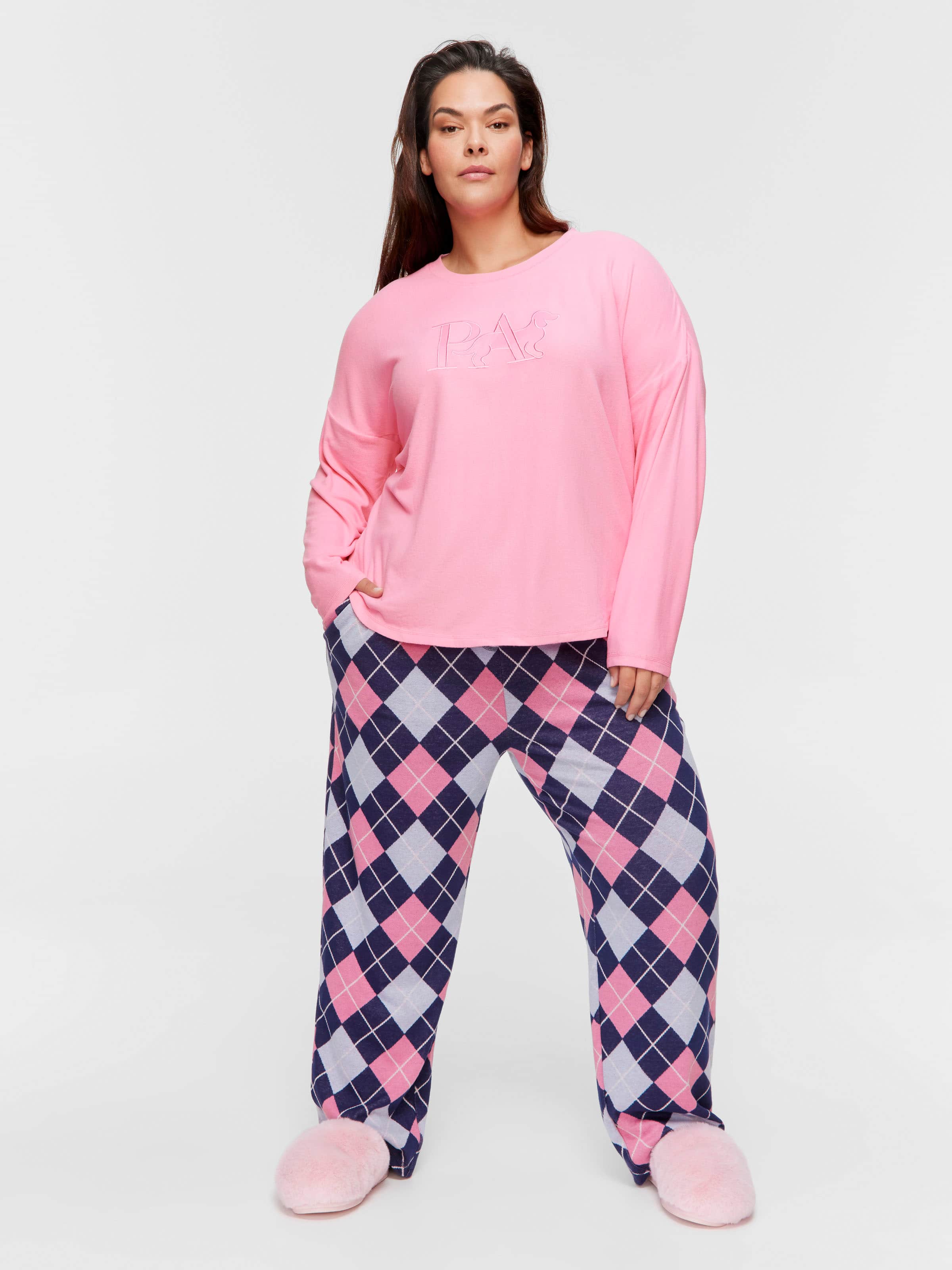 P.A. Plus Pink Plush Logo Sweater