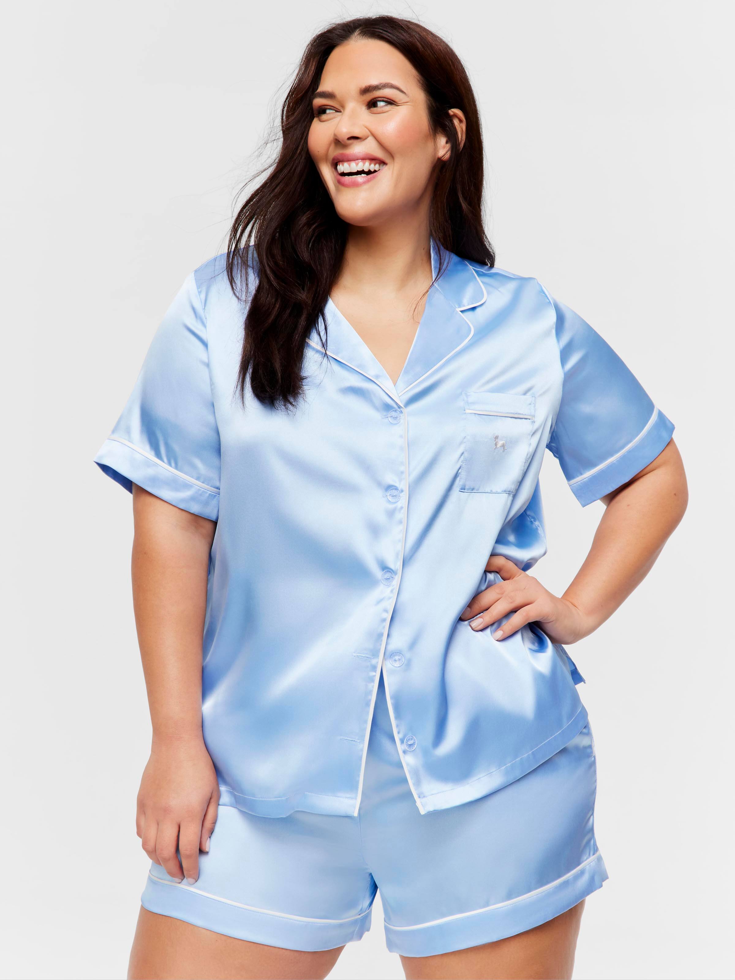 P.A. Plus Cornflower Blue Satin Pj Set