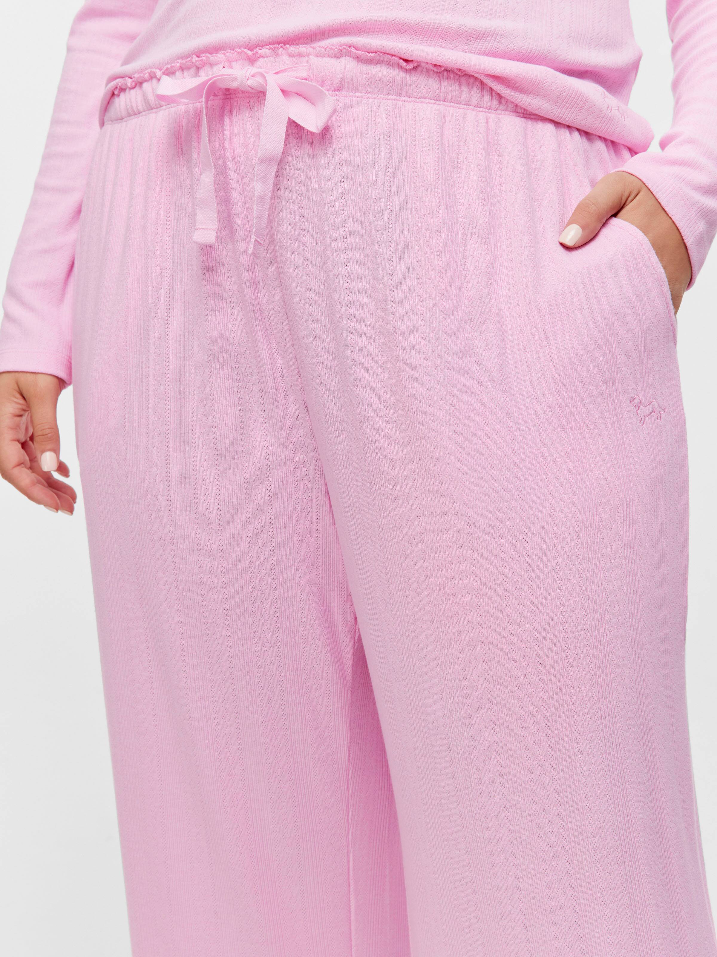 P.A. Plus Pink Marle Pointelle Straight Leg Pj Pant