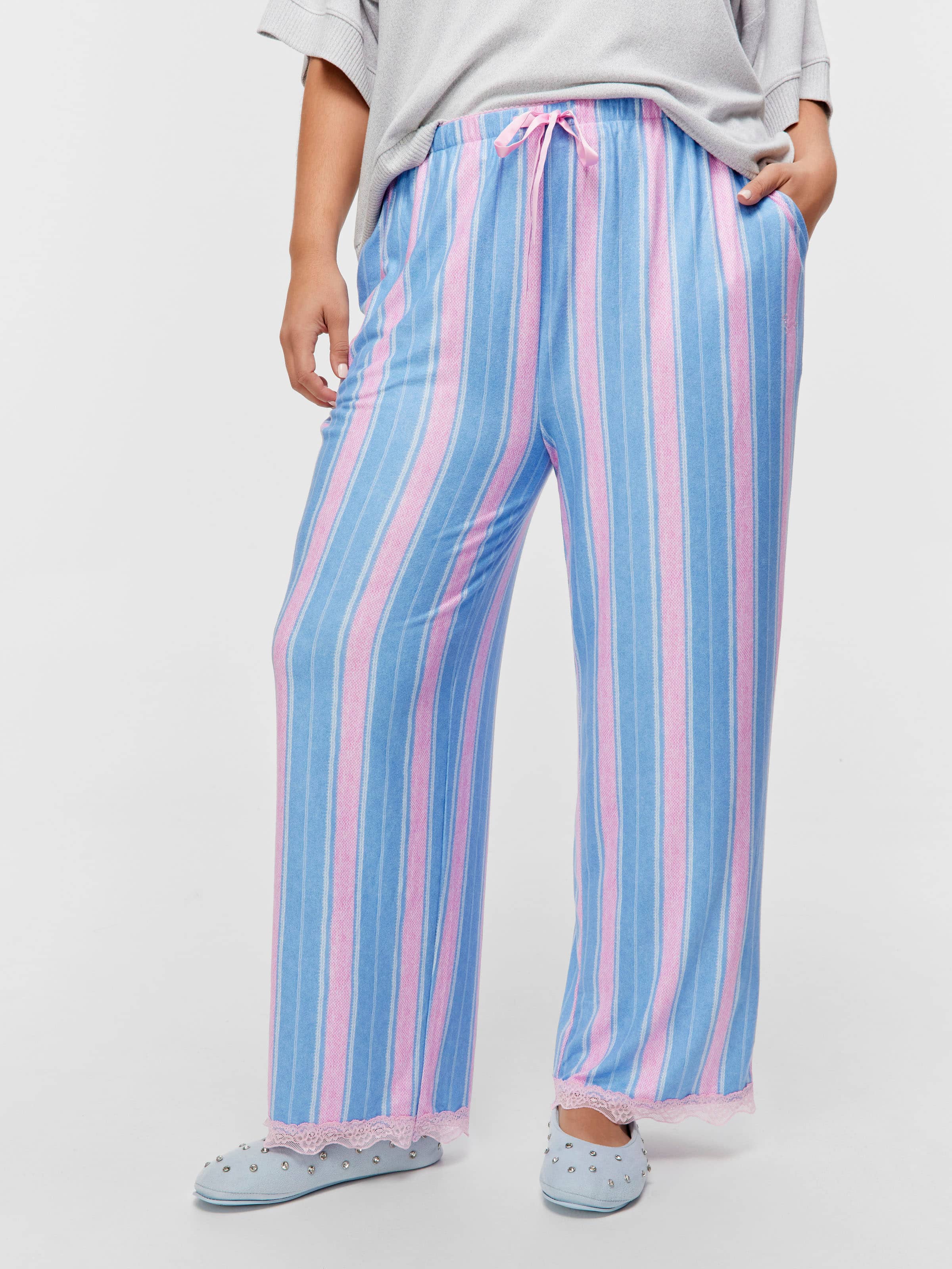 P.A. Plus Plush Stripe Straight Leg Pj Pant
