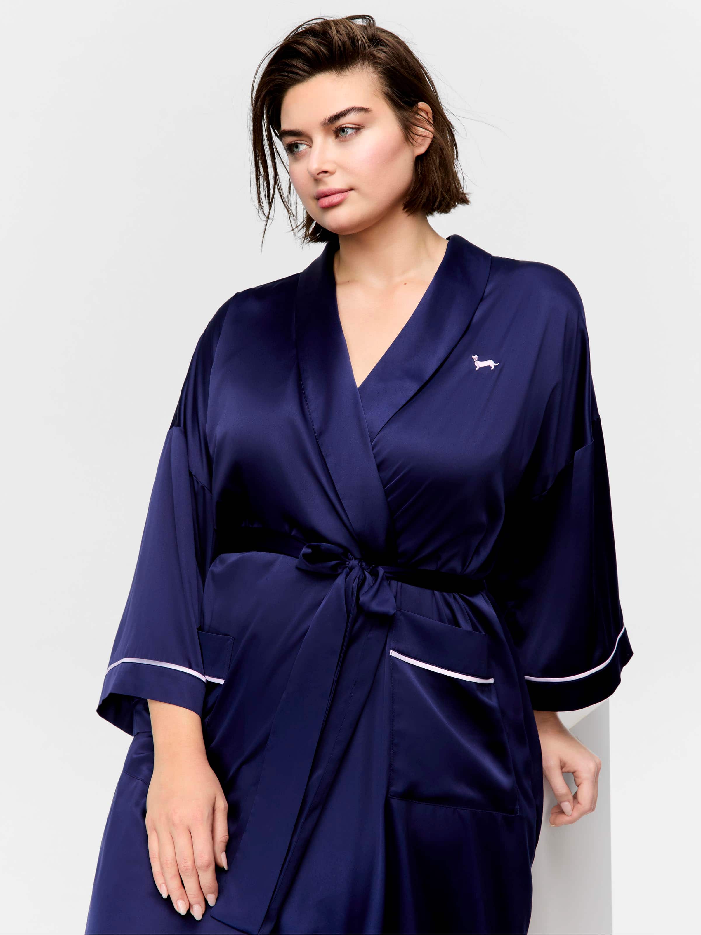 P.A. Plus Long Navy Satin Gown