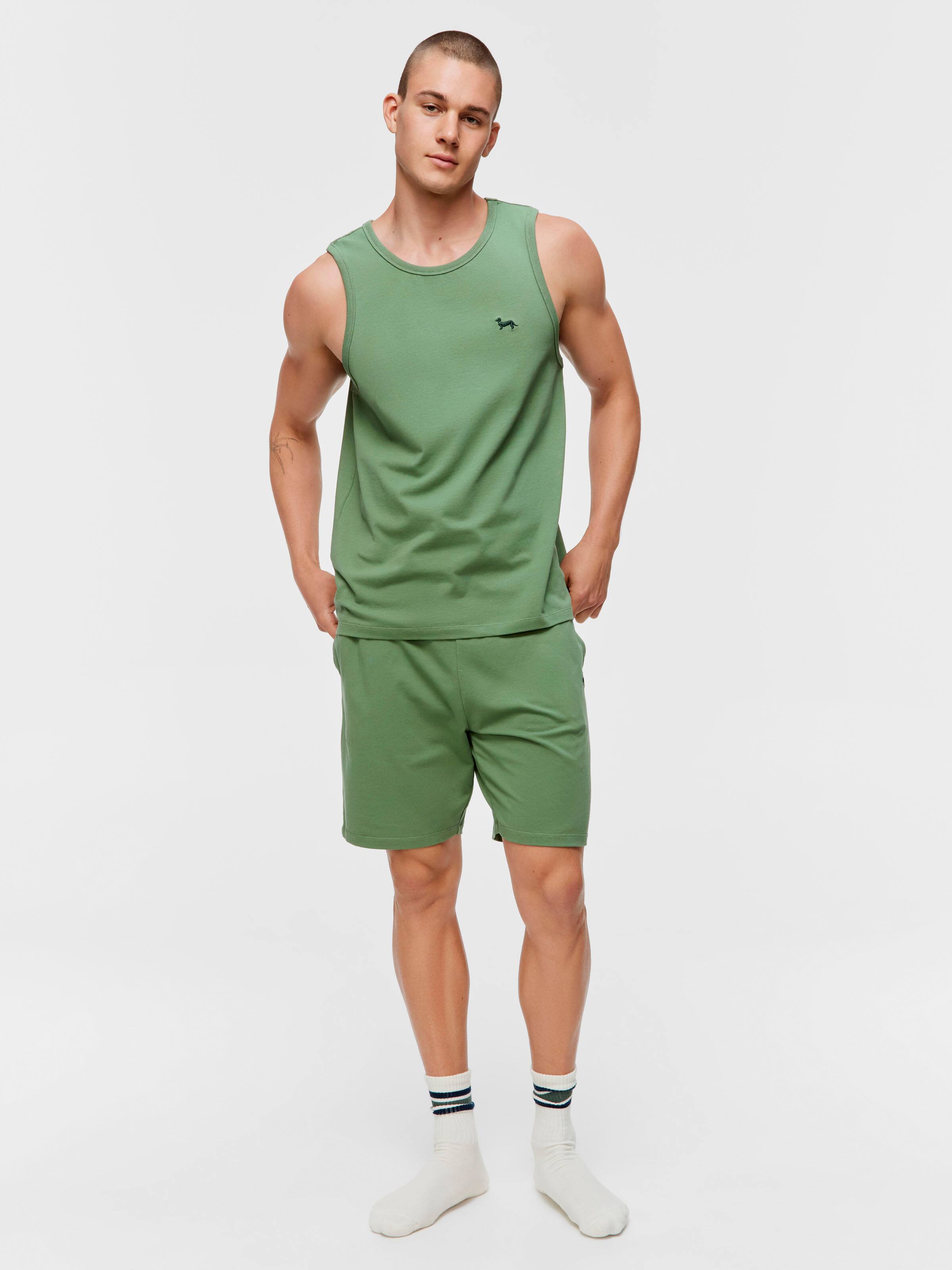 Green Boxy Sleeveless Tee