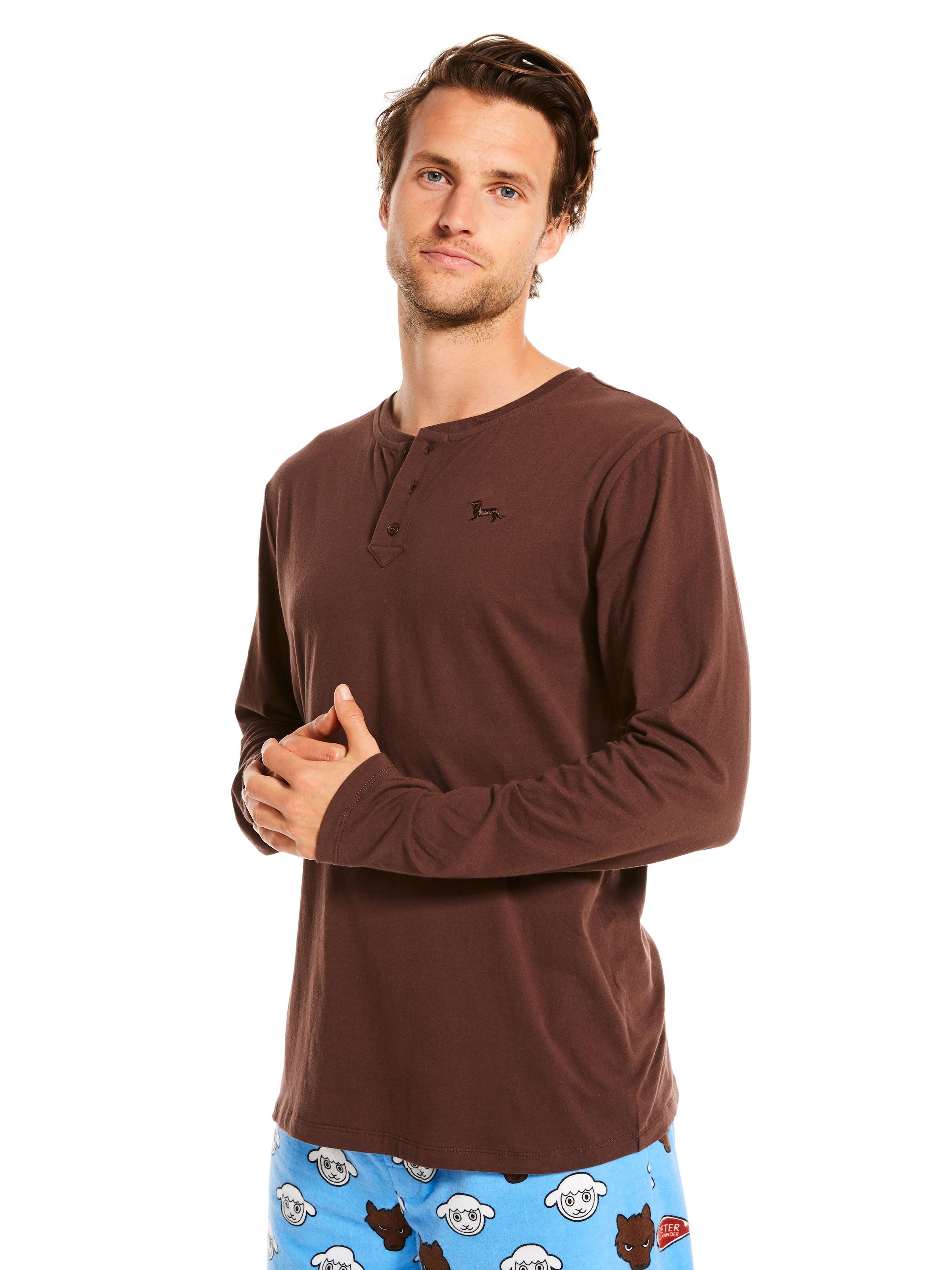 Choc Long Sleeve Henley Top