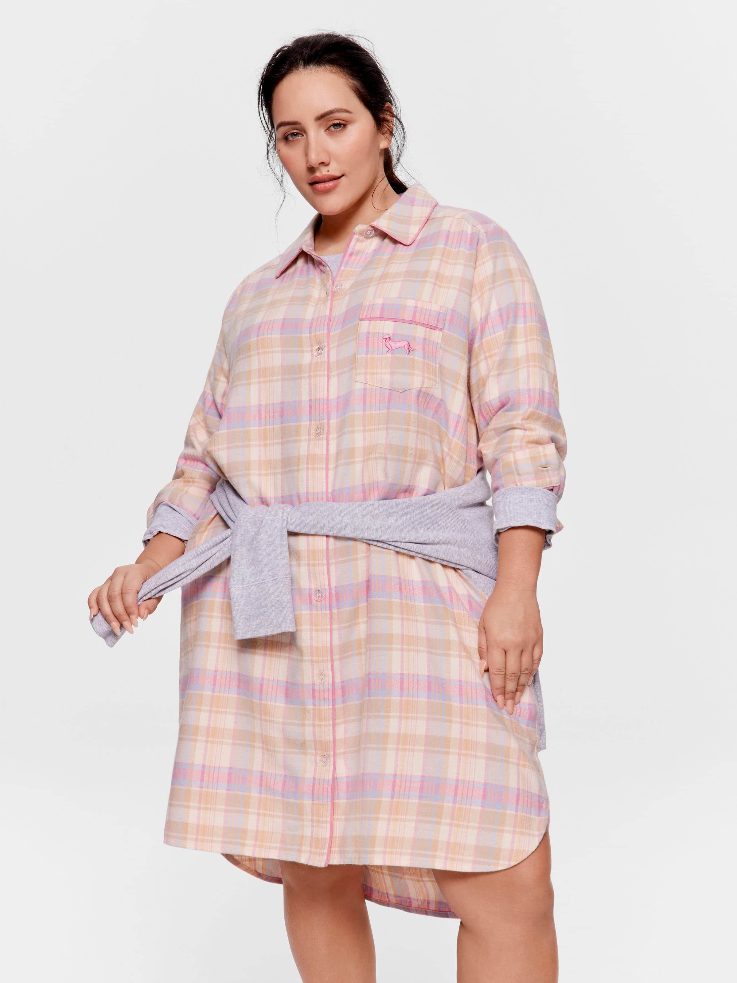 P.A. Plus Toffee Check Flannelette Nightshirt