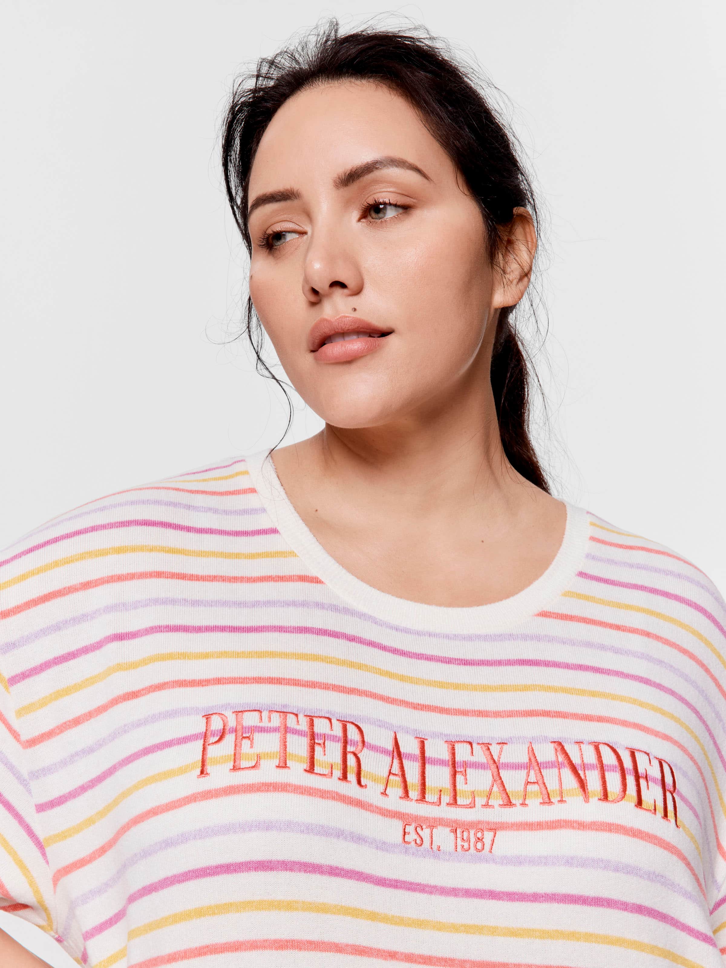 P.A. Plus Fuzzy Colourful Stripe Sleep Tee