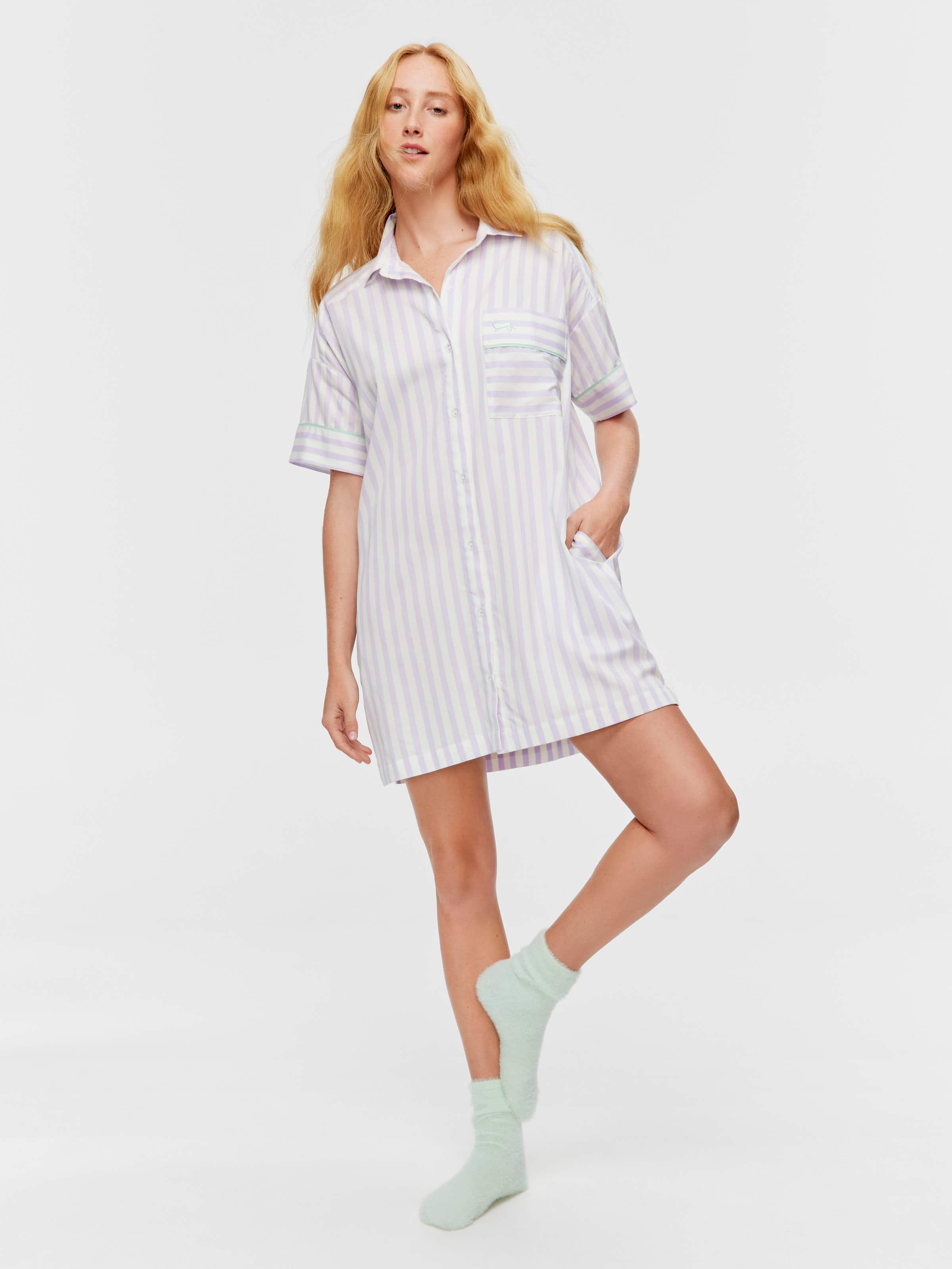 Lilac Candy Stripe Nightshirt