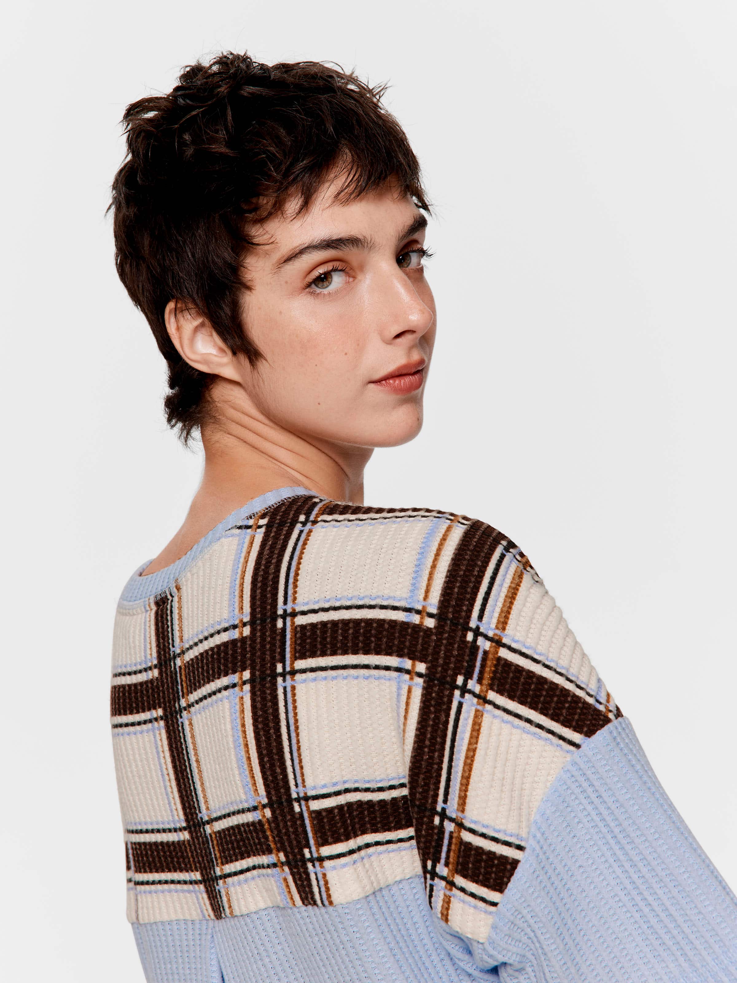 Waffle Check Oversized Tee