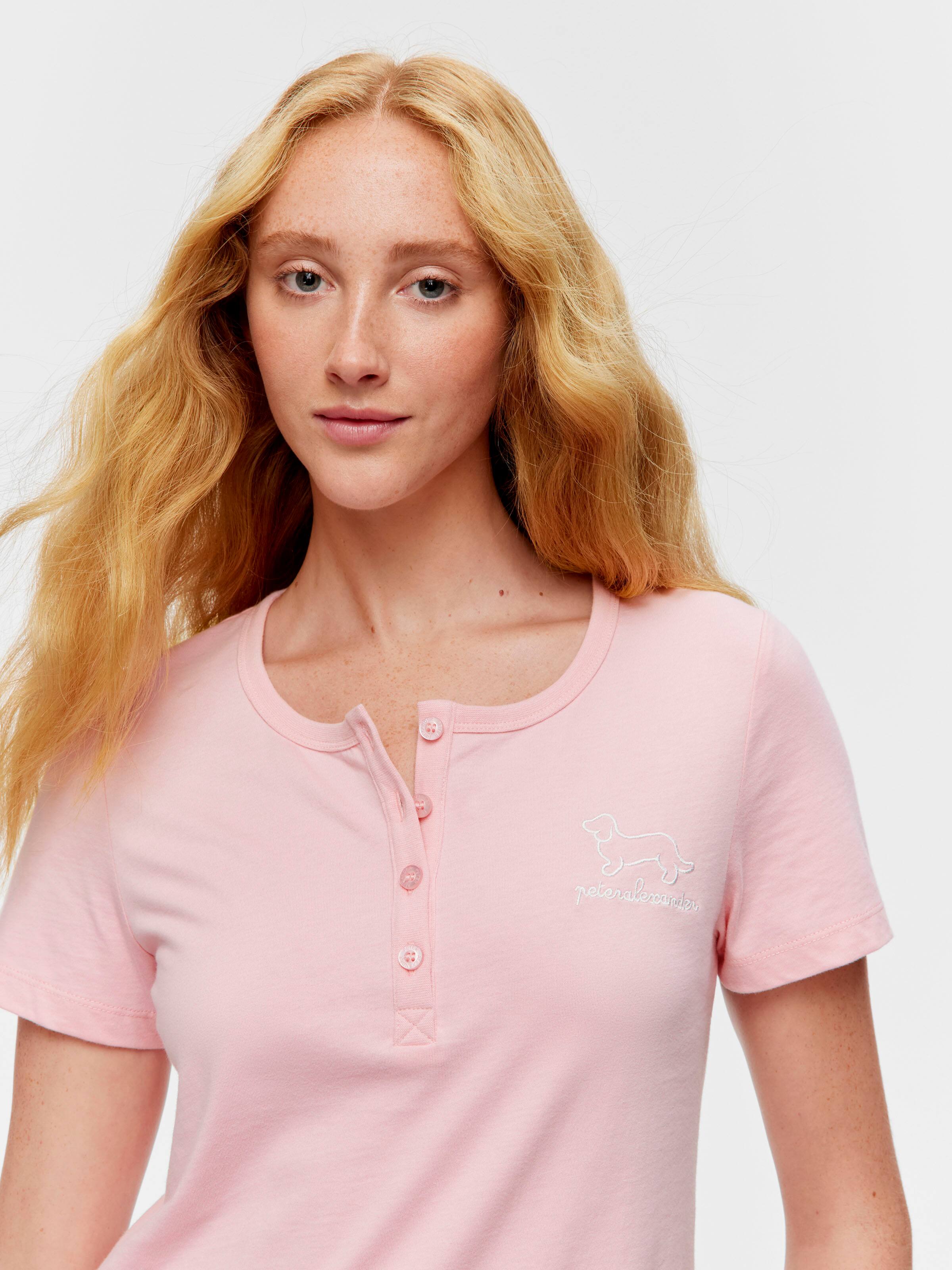 Pink Branded Henley Top