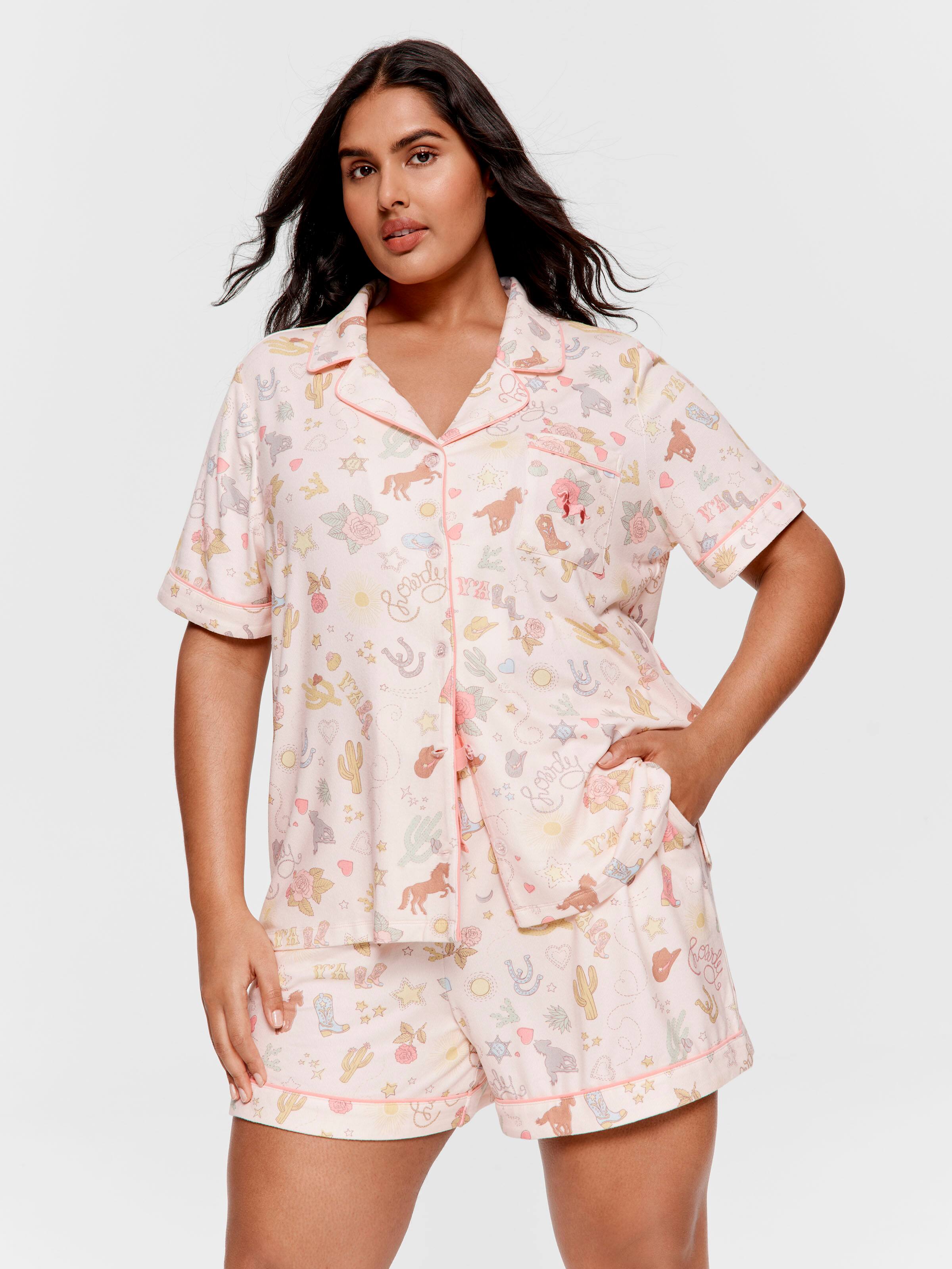 P.A. Plus Howdy Plush Shortie Pj Set
