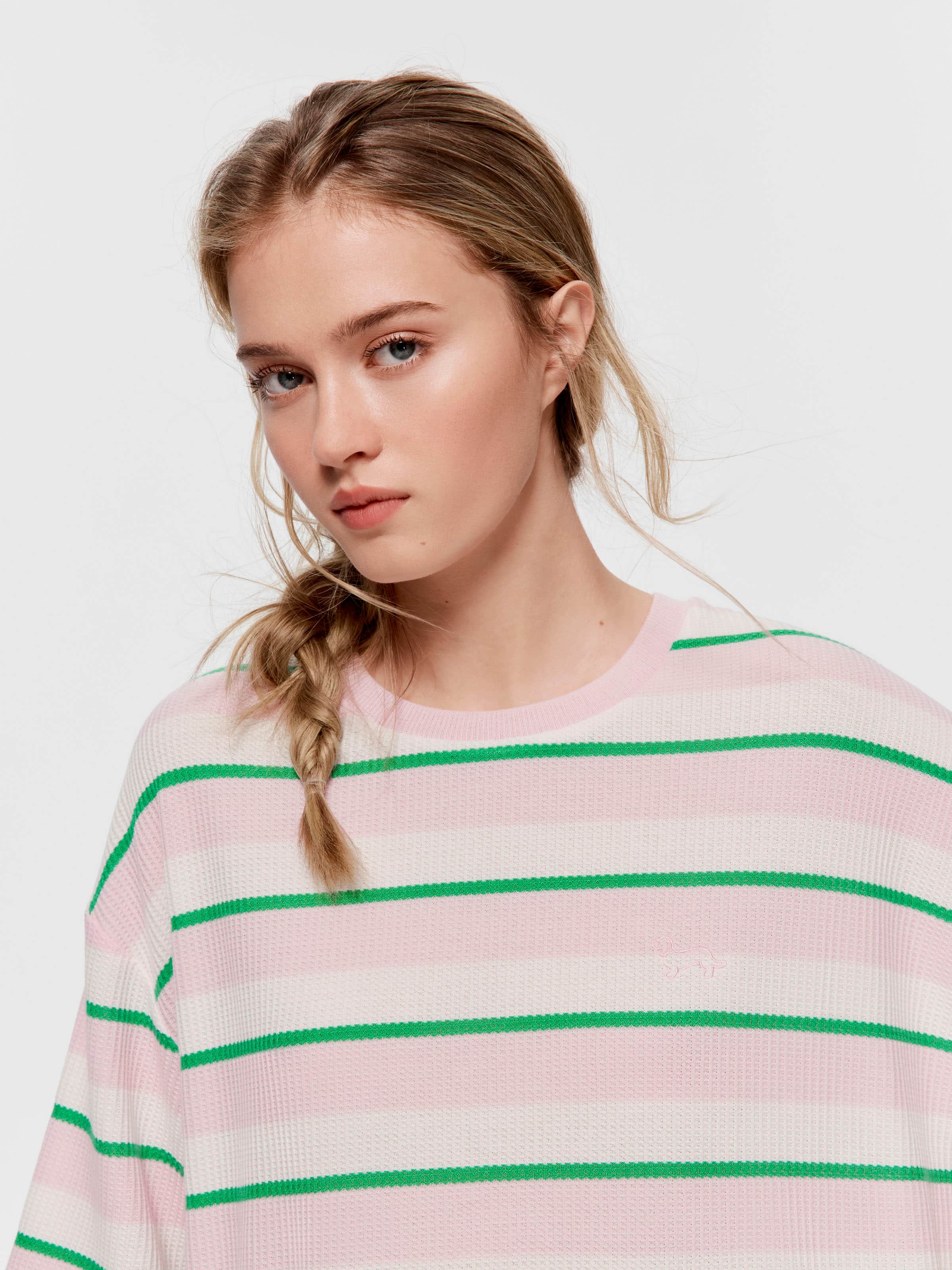 Stripe Waffle Oversized Tee