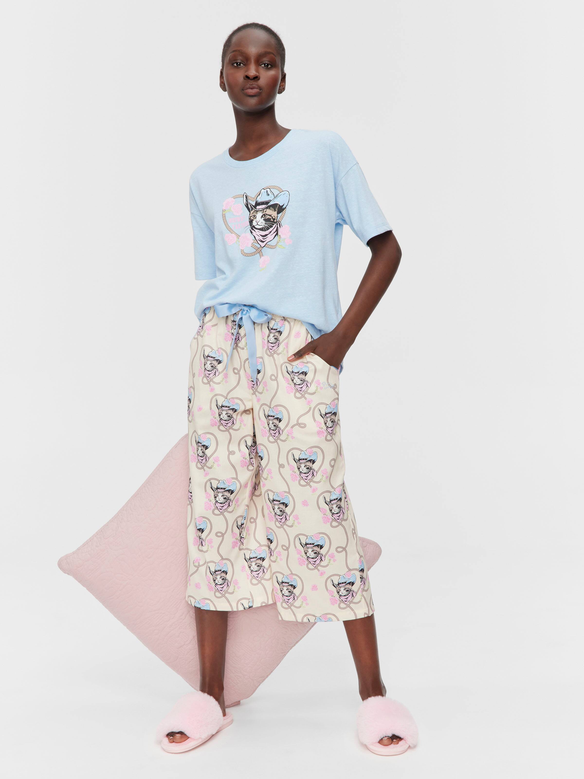 Cowboy Kitty 100% Cotton 3/4 Pj Pant