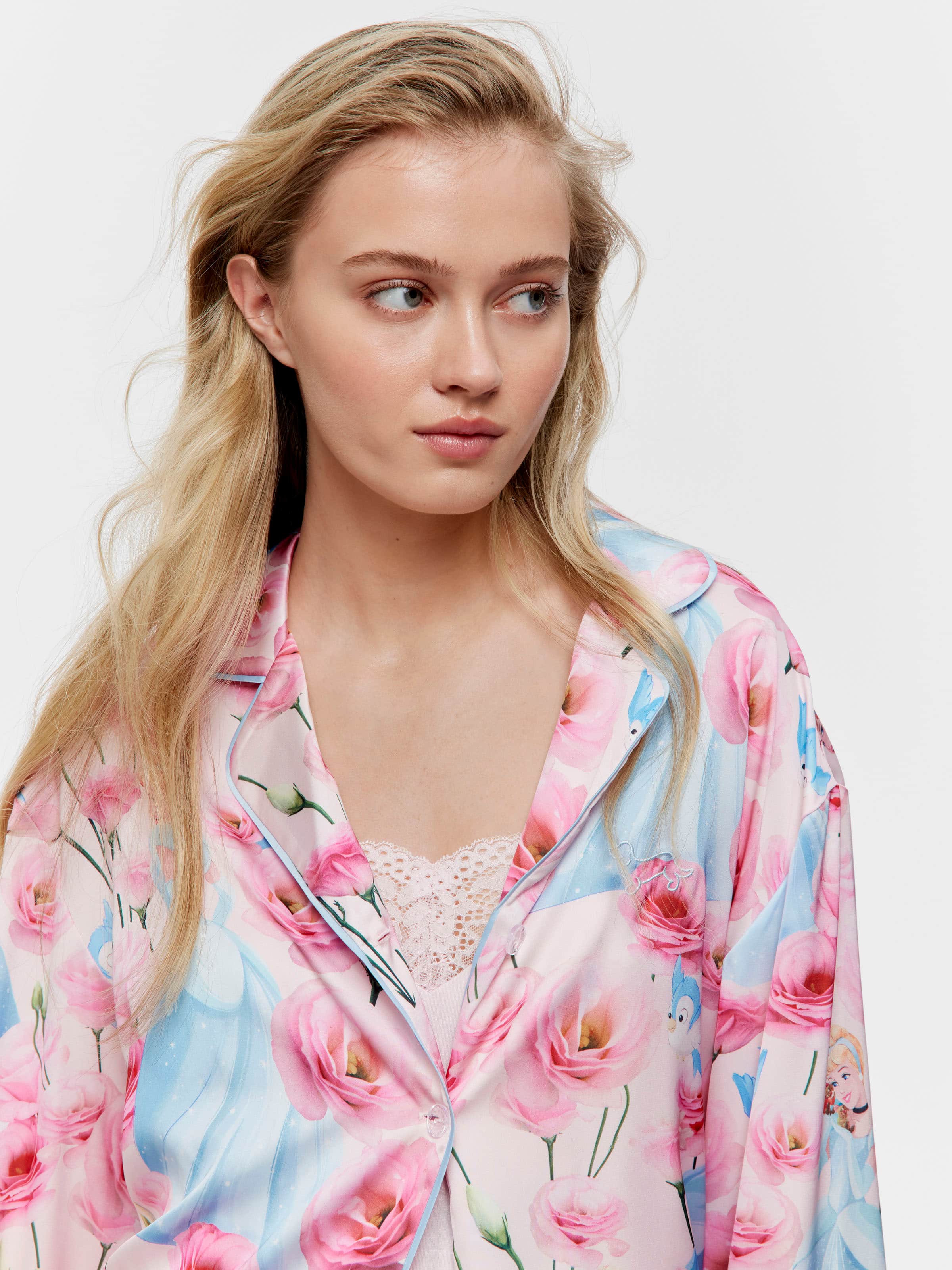 Disney Cinderella Rose Satin Long Pj Set