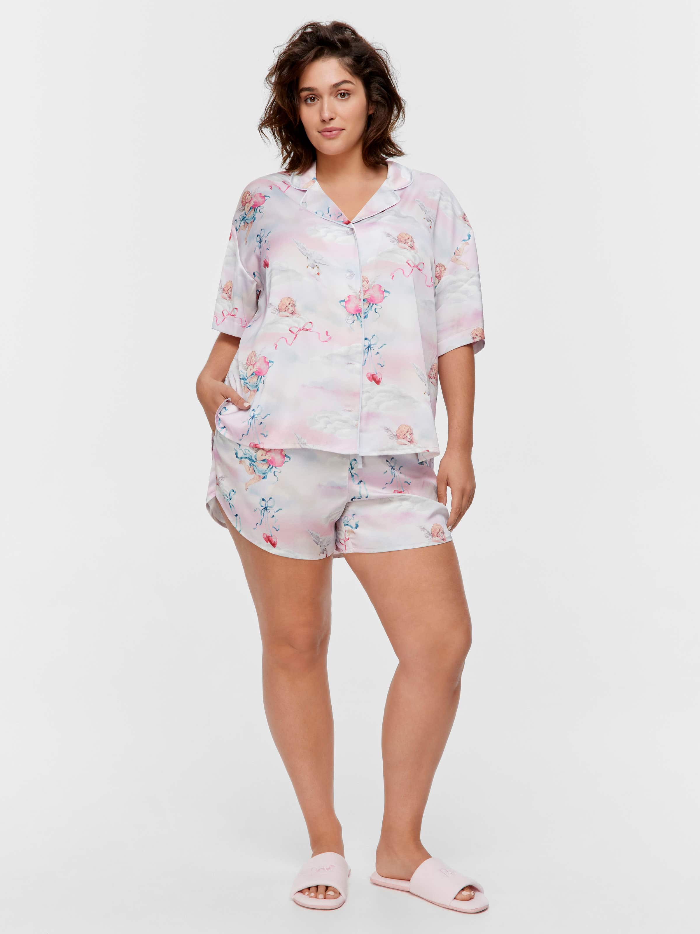 P.A. Plus Cherub Satin Shortie Pj Set