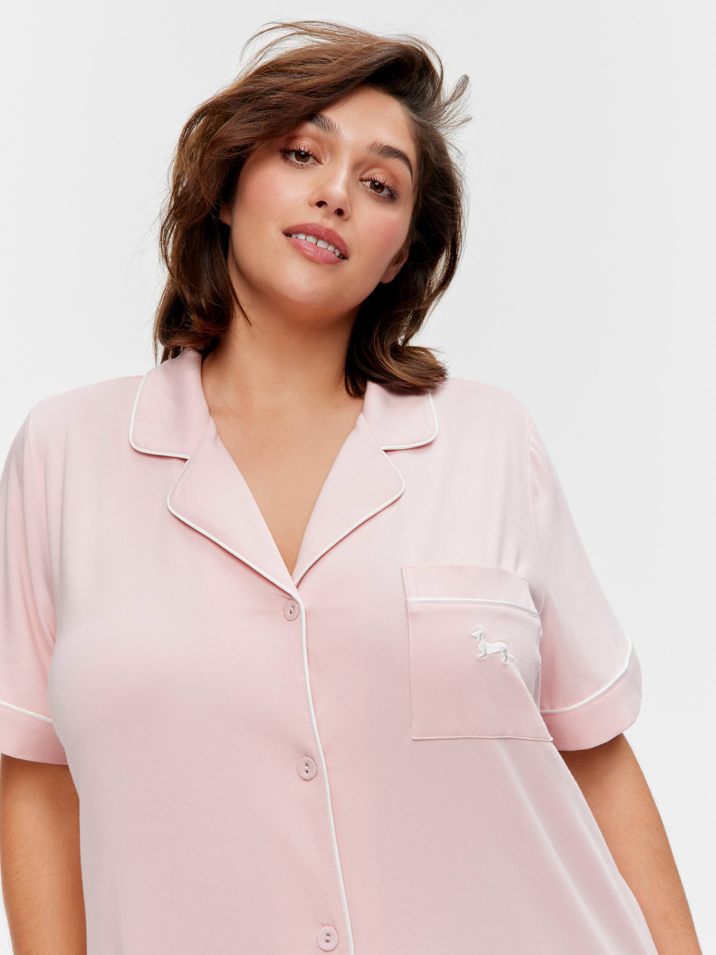 P.A. Plus Pale Pink Bamboo Jersey Short Sleeve Nightshirt