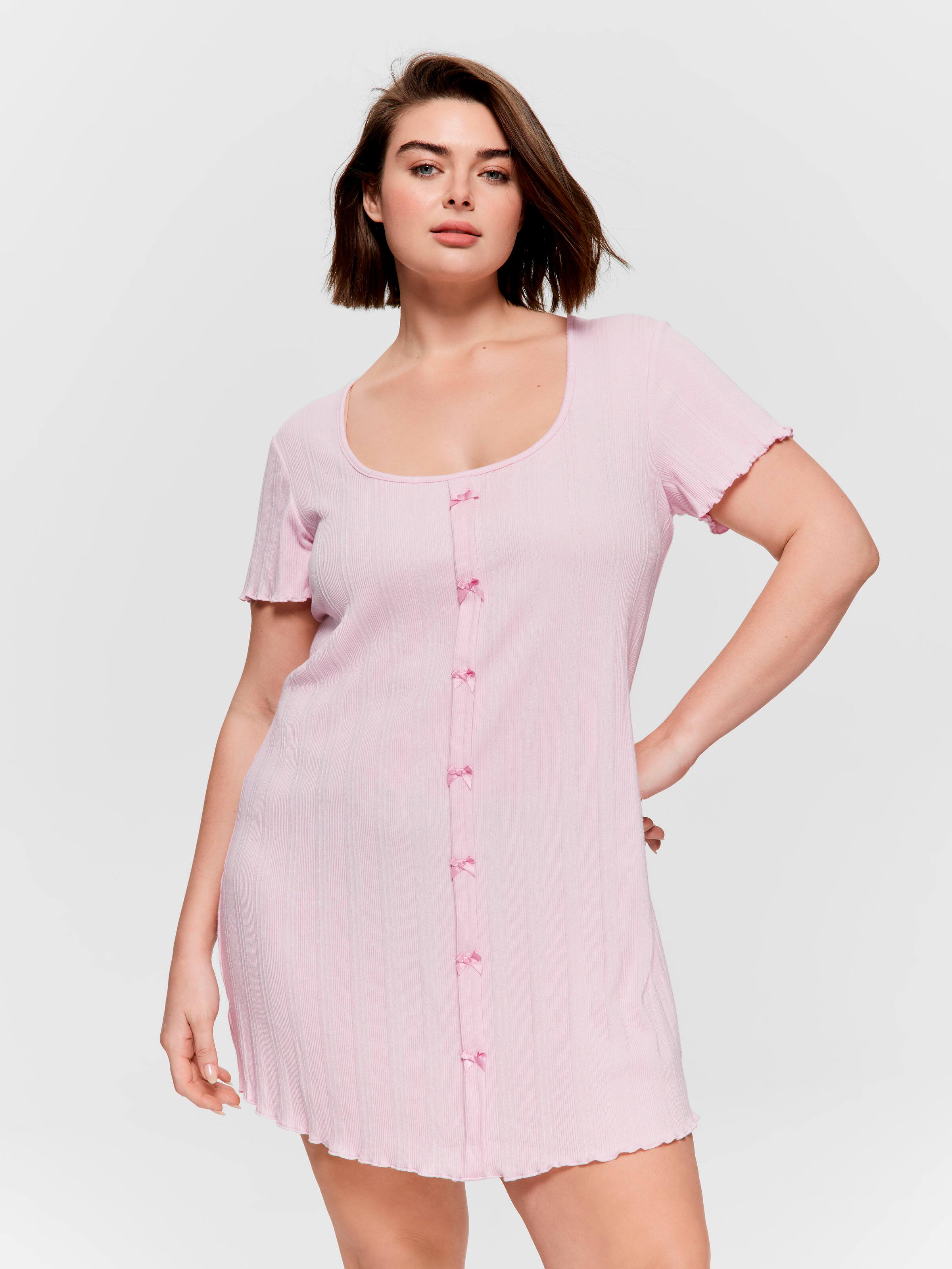 P.A. Plus Pointelle Rib Bow Nightie
