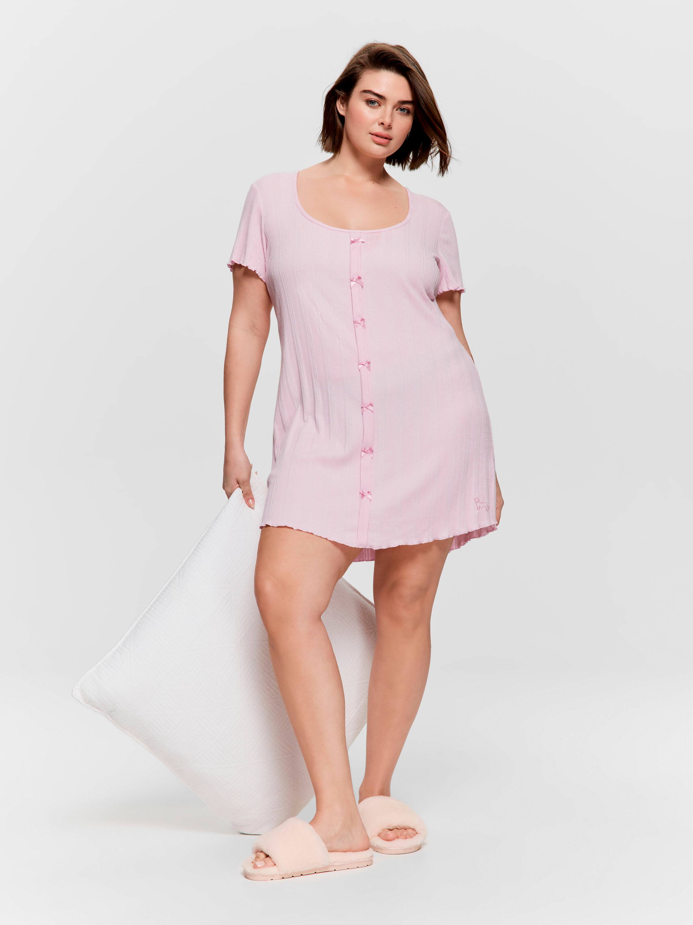 P.A. Plus Pointelle Rib Bow Nightie