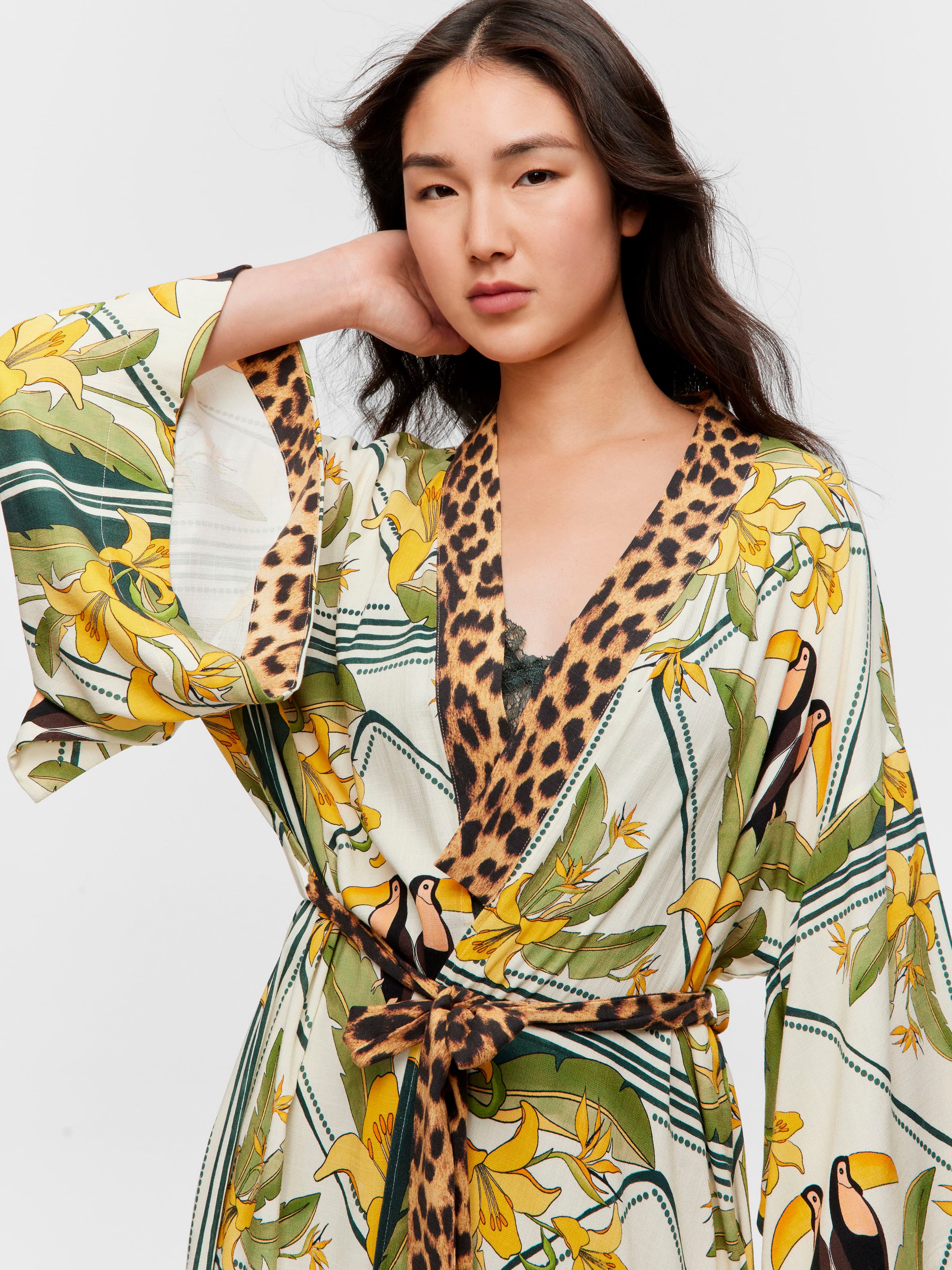 Bird Tile Kimono Gown