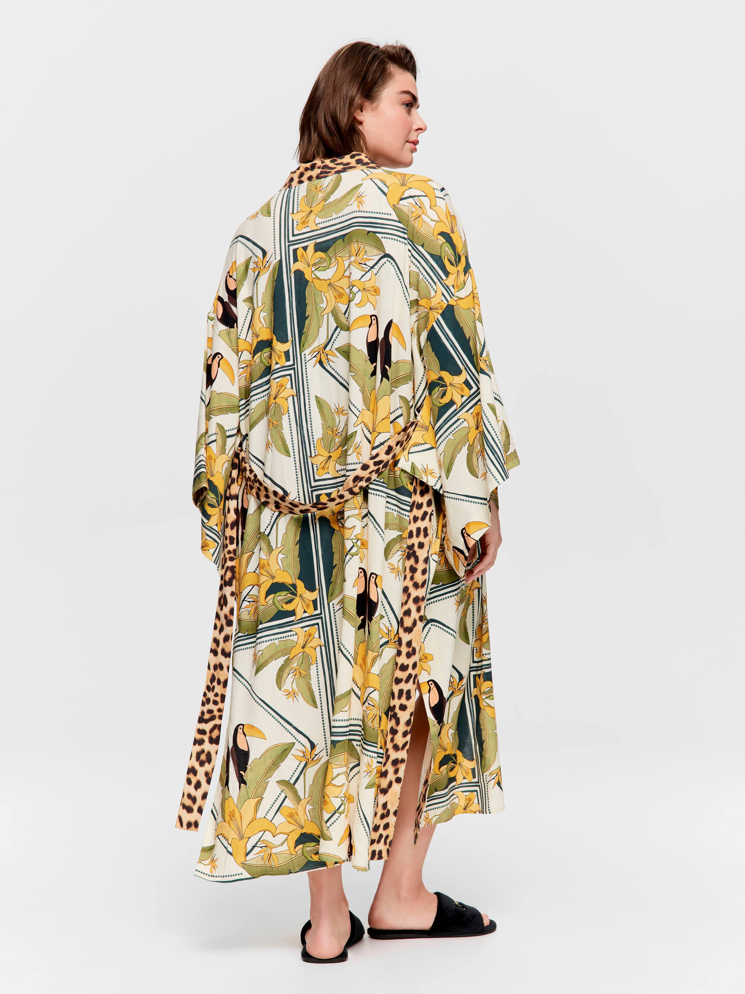 P.A. Plus Bird Tile Kimono Gown