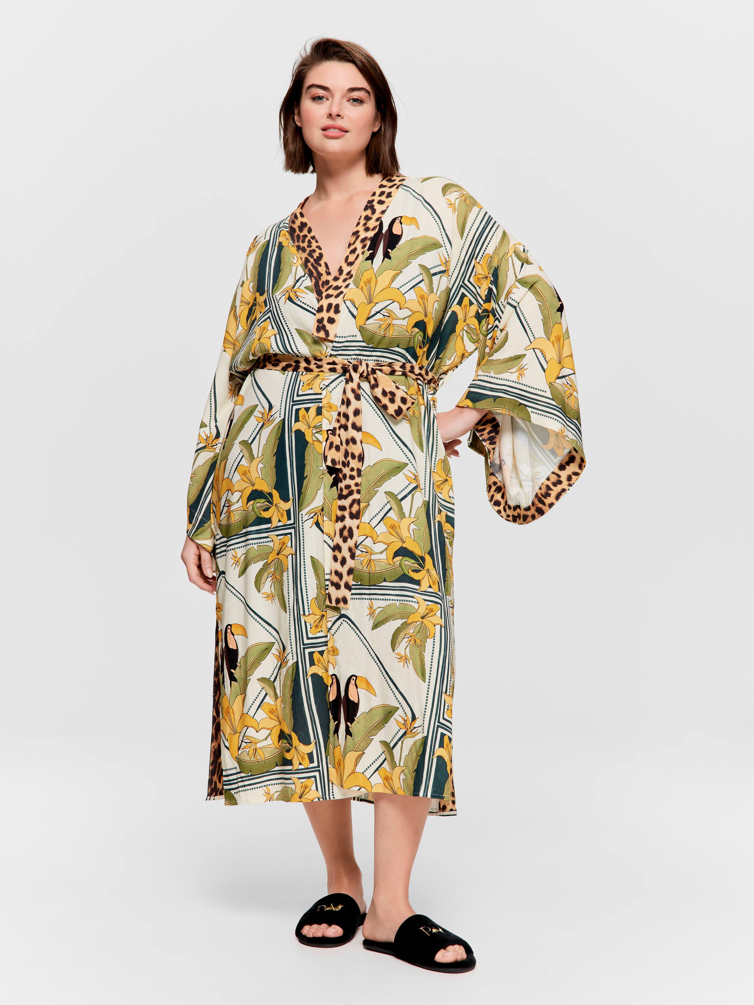 P.A. Plus Bird Tile Kimono Gown