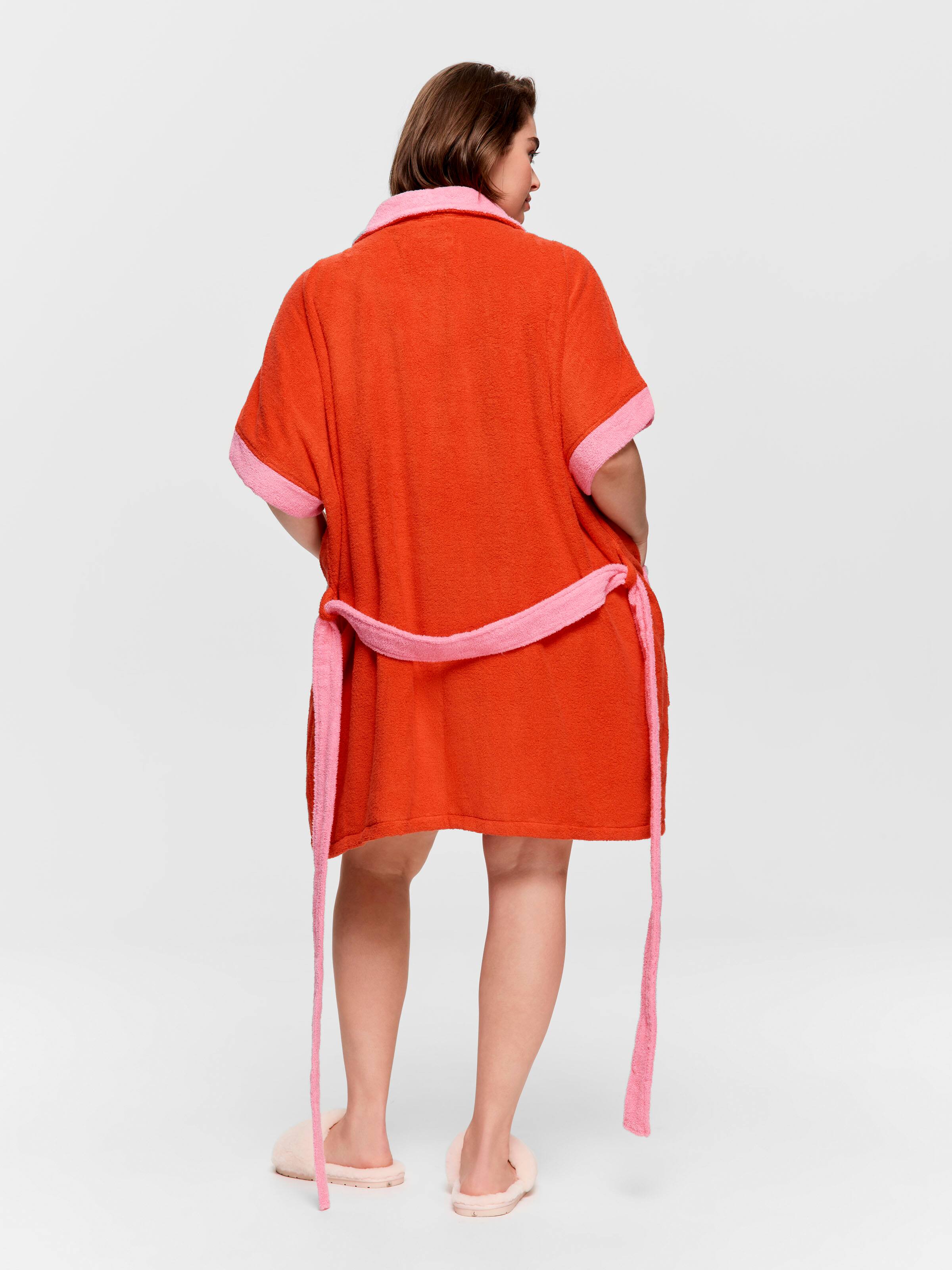 P.A. Plus Red & Pink 100% Cotton Towelling Gown