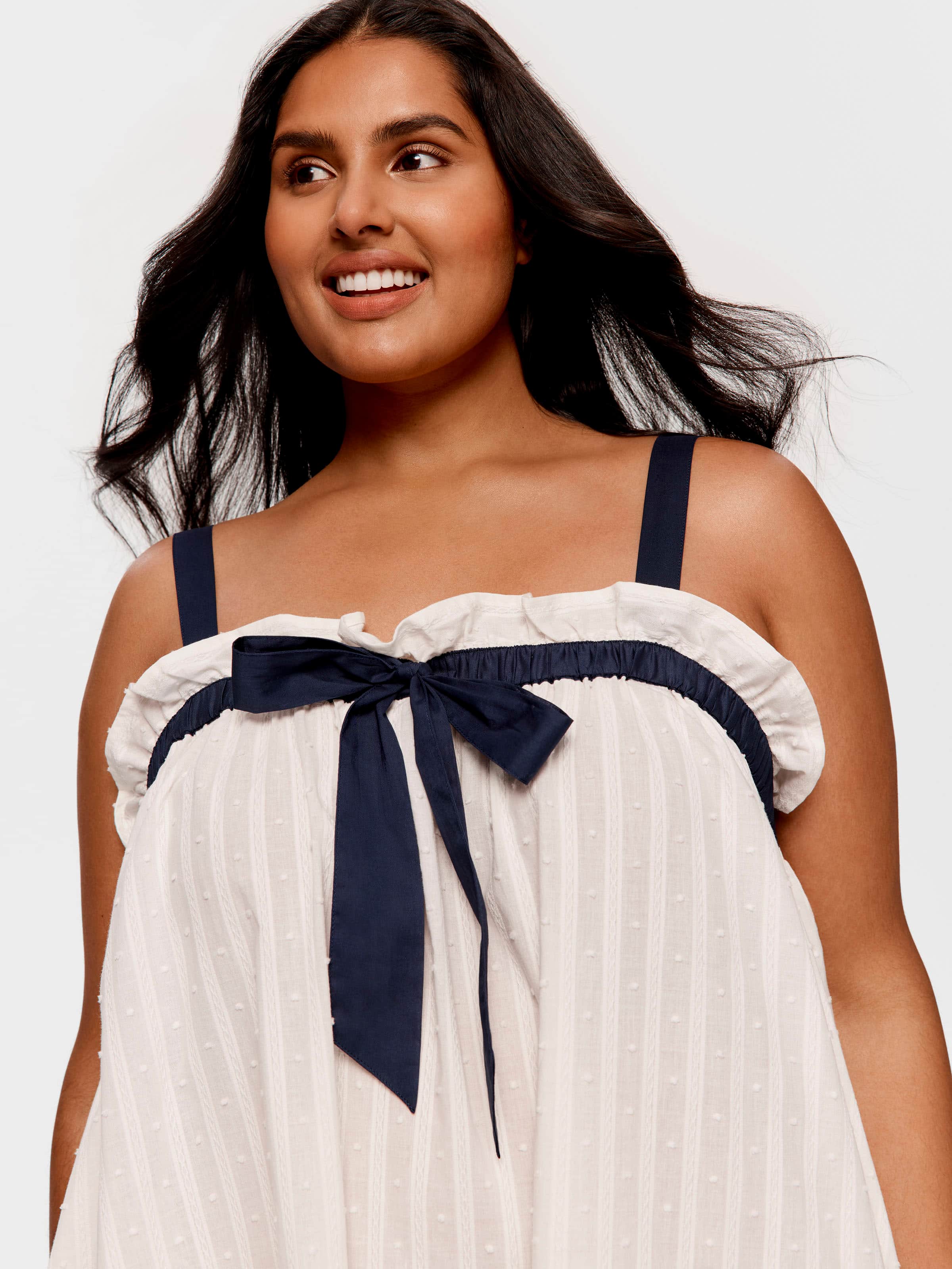 P.A. Plus Bow Front 100% Cotton Dobby Fashion Nightie