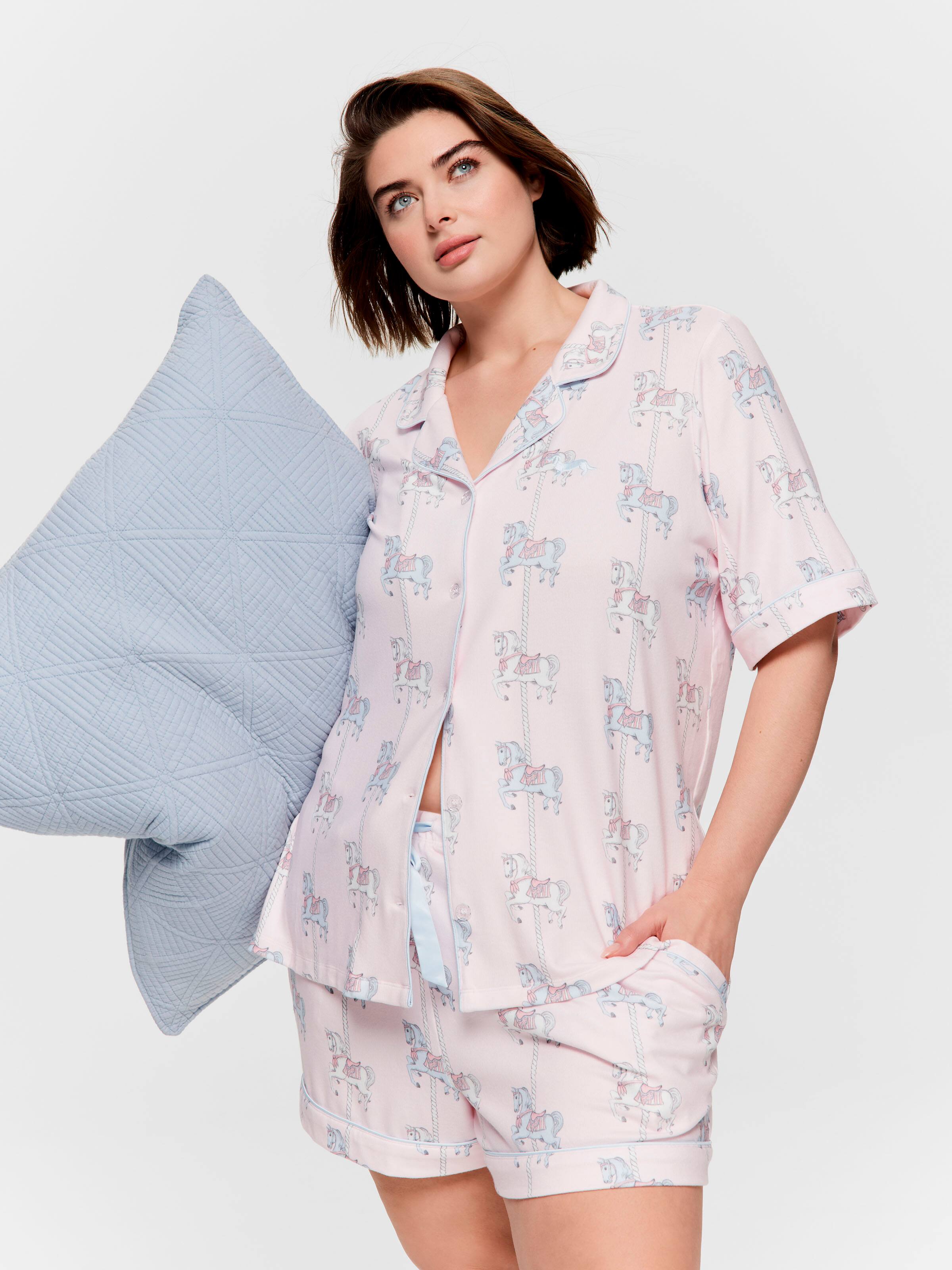 P.A. Plus Carousel Plush Shortie Pj Set