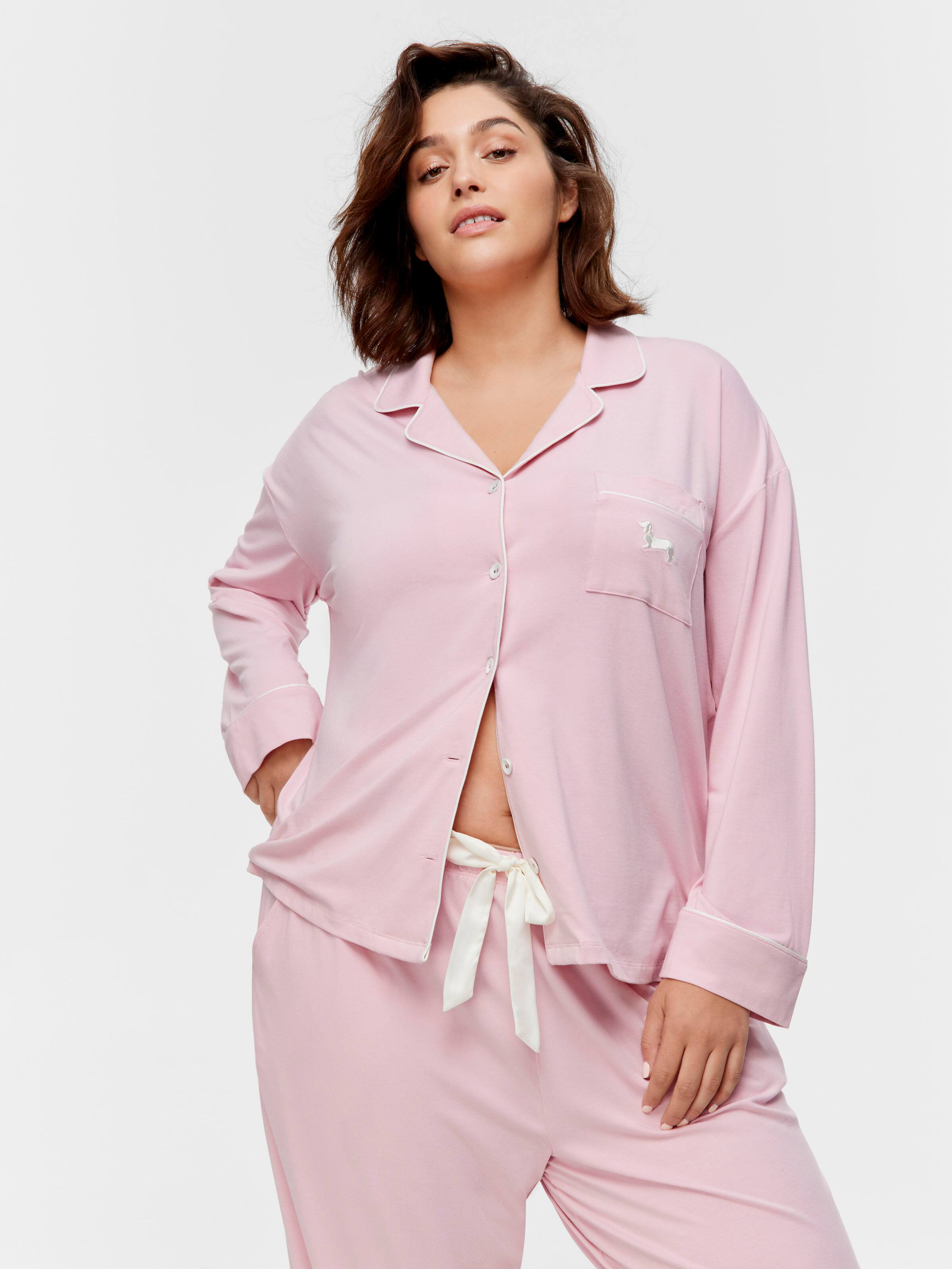 P.A. Plus Pink Bamboo Jersey Long Sleeve Pj Set