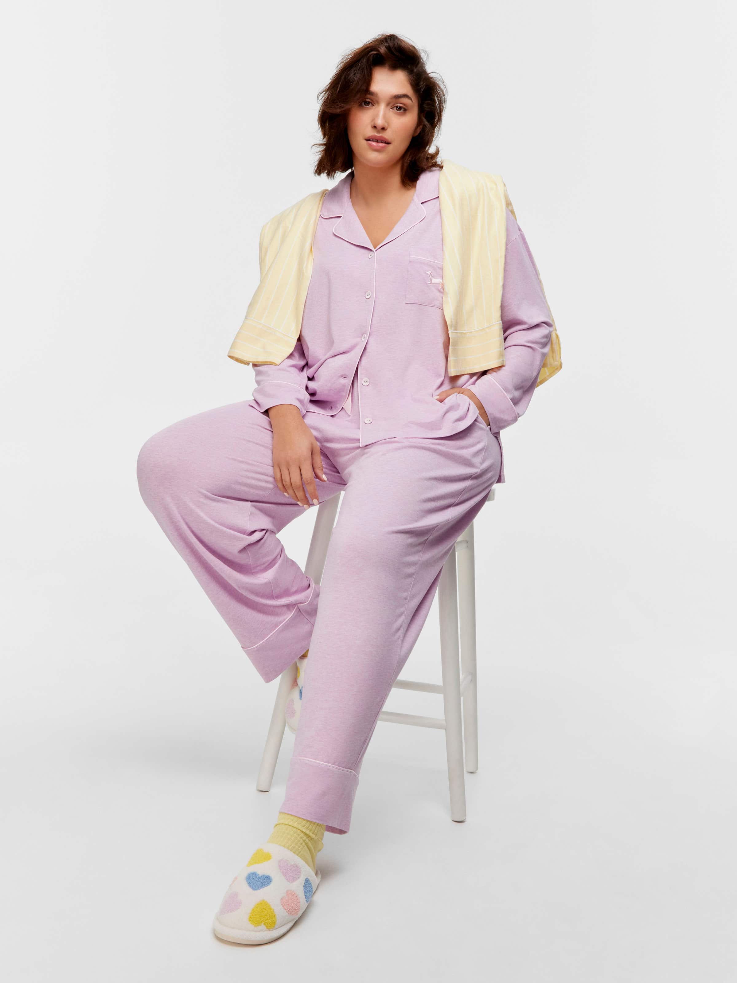 P.A. Plus Lilac Bamboo Jersey Long Sleeve Pj Set