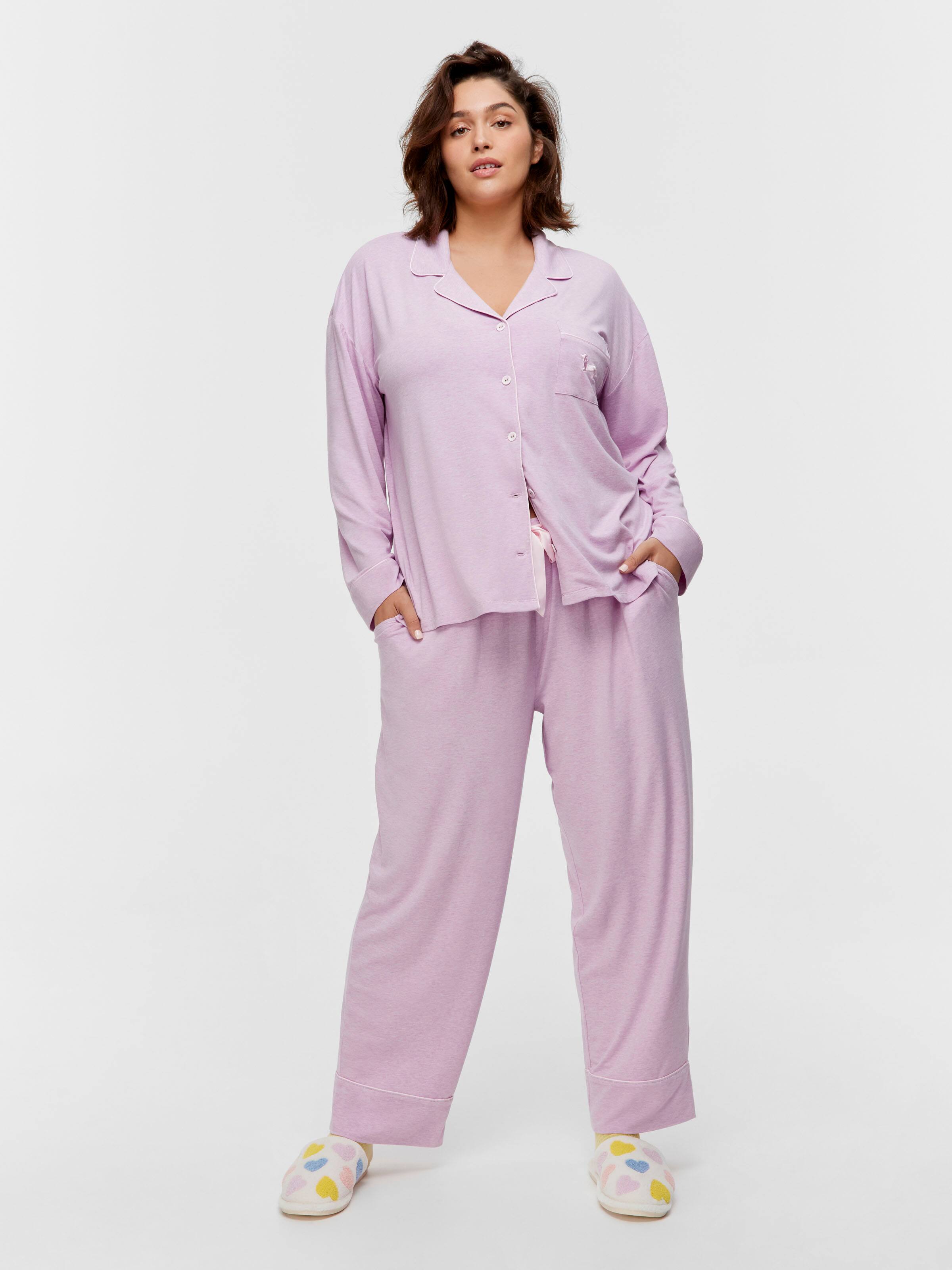 P.A. Plus Lilac Bamboo Jersey Long Sleeve Pj Set