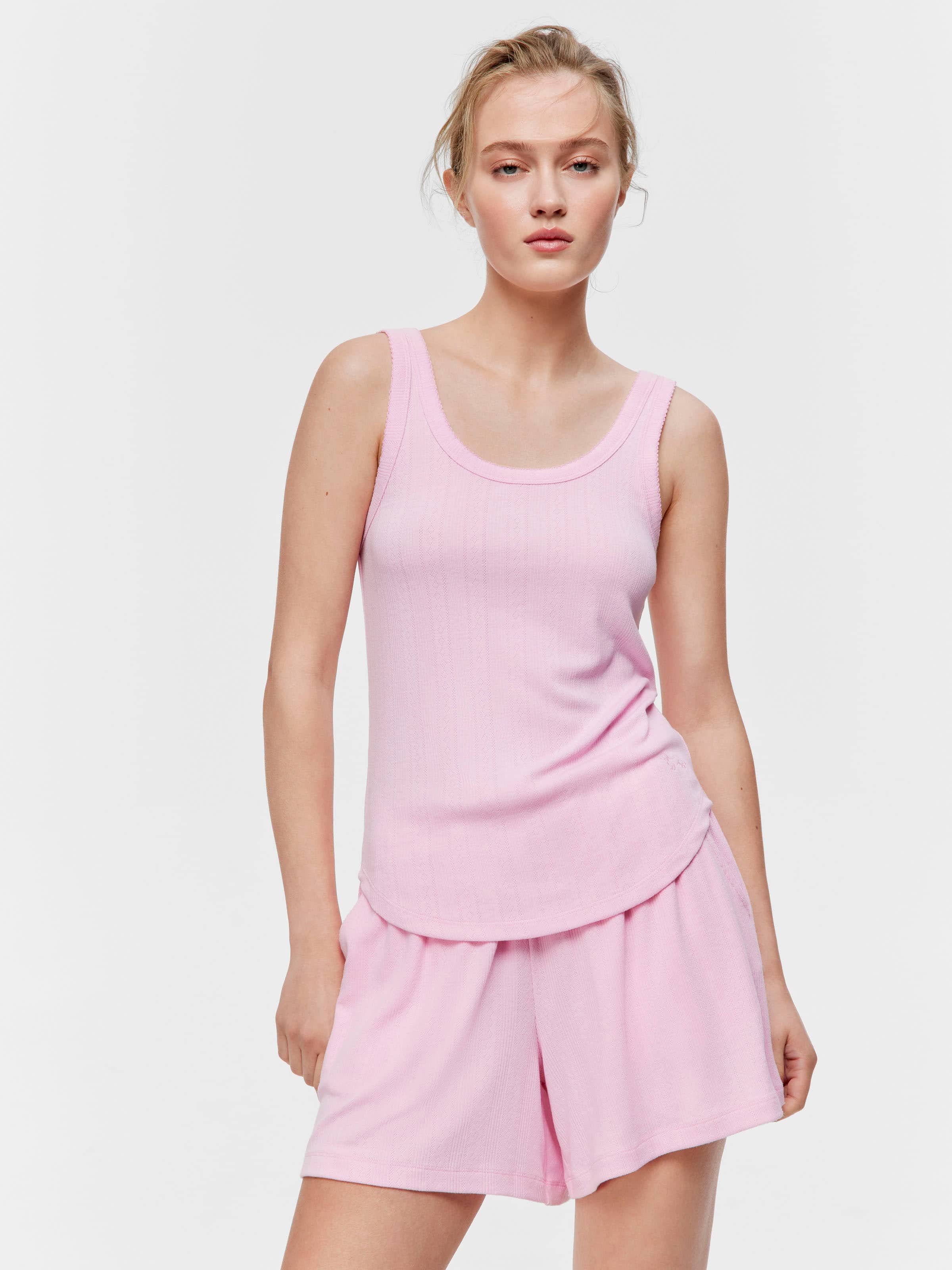 Pink Marle Soft Waffle Tank