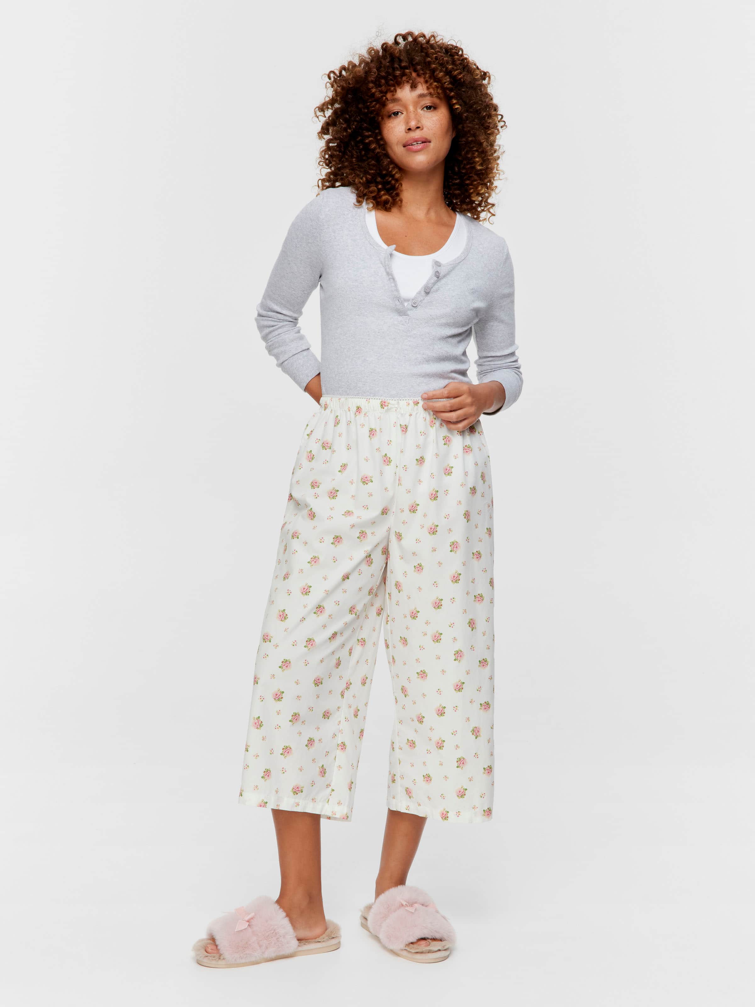 Ditsy Floral 100% Cotton 3/4 Pj Pant