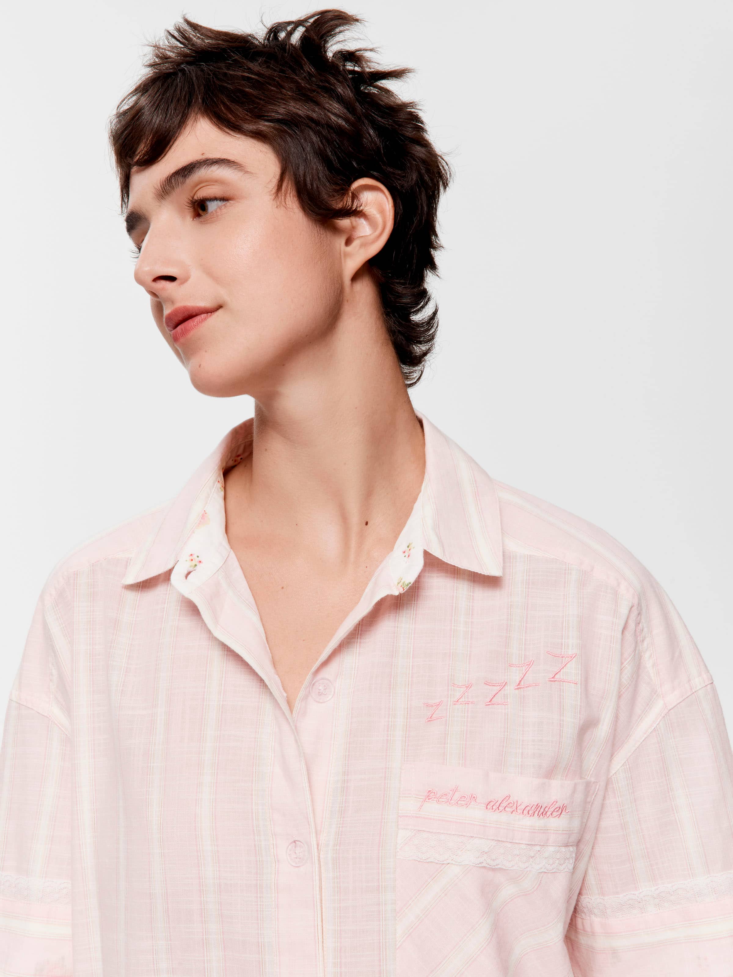 Mattress Stripe 100% Cotton Short Sleeve Nightshirt