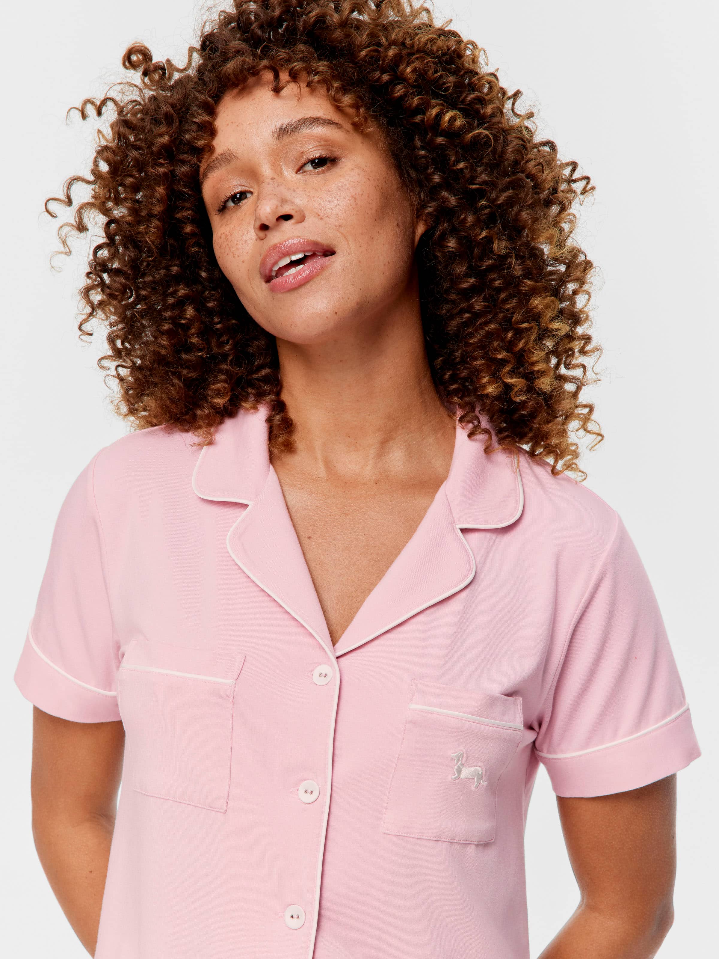 Pink Bamboo Jersey Shortie Pj Set