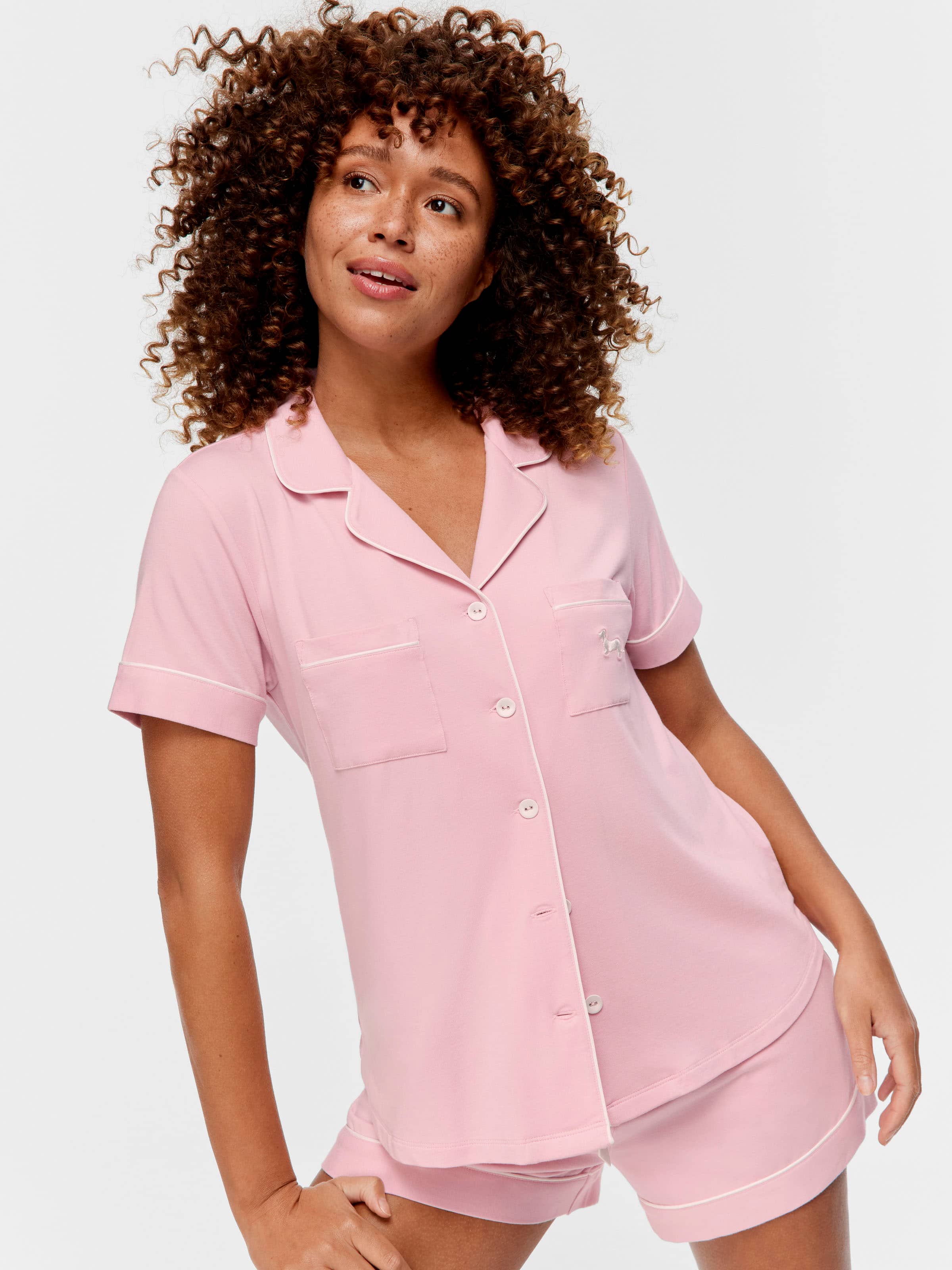 Pink Bamboo Jersey Shortie Pj Set