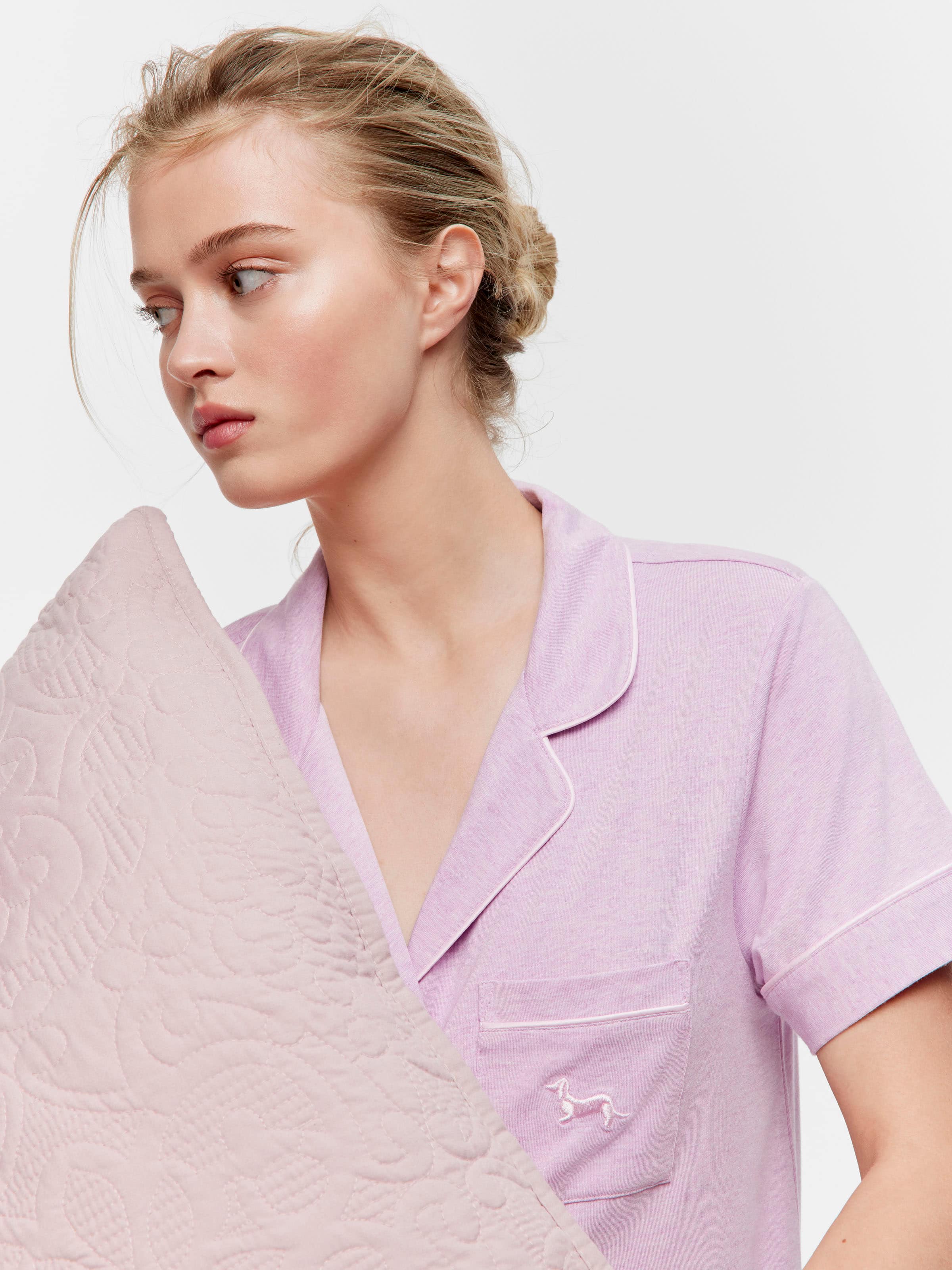 Lilac Bamboo Jersey Shortie Pj Set