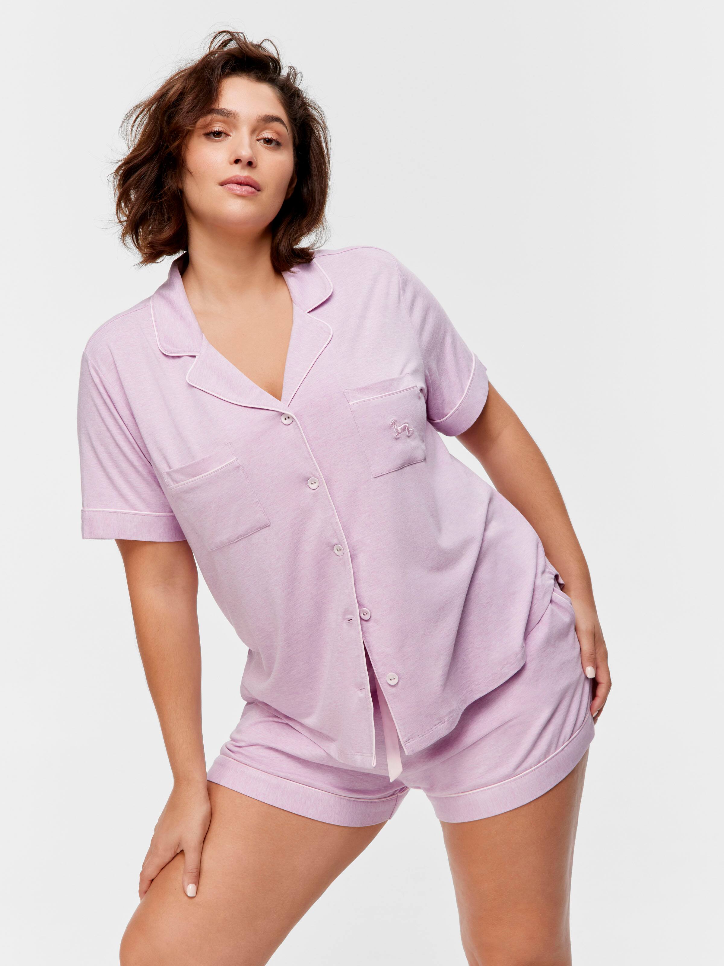 P.A. Plus Lilac Bamboo Jersey Shortie Pj Set