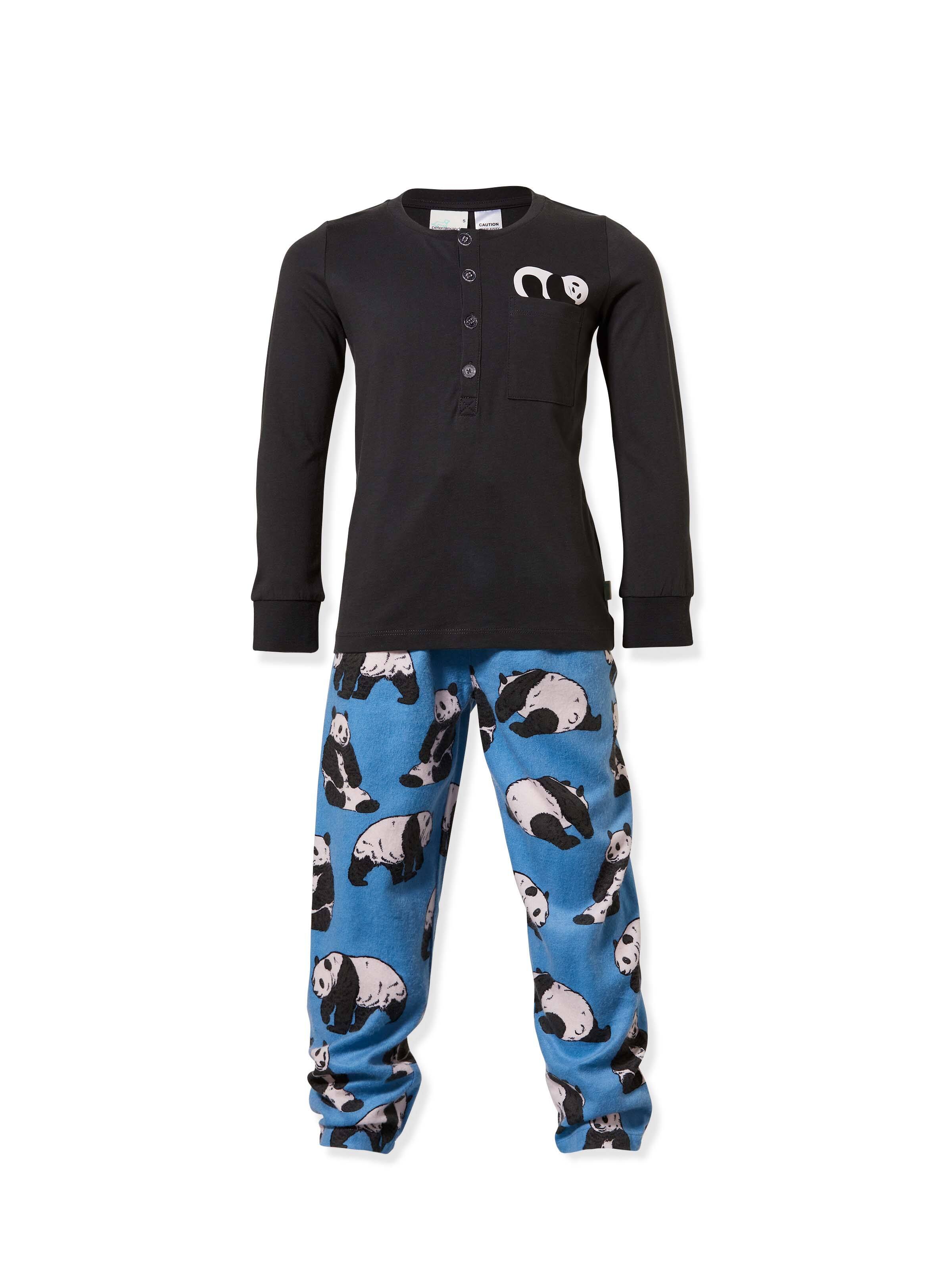 Jnr Boys Panda Bamboo Flannelette Pj Set
