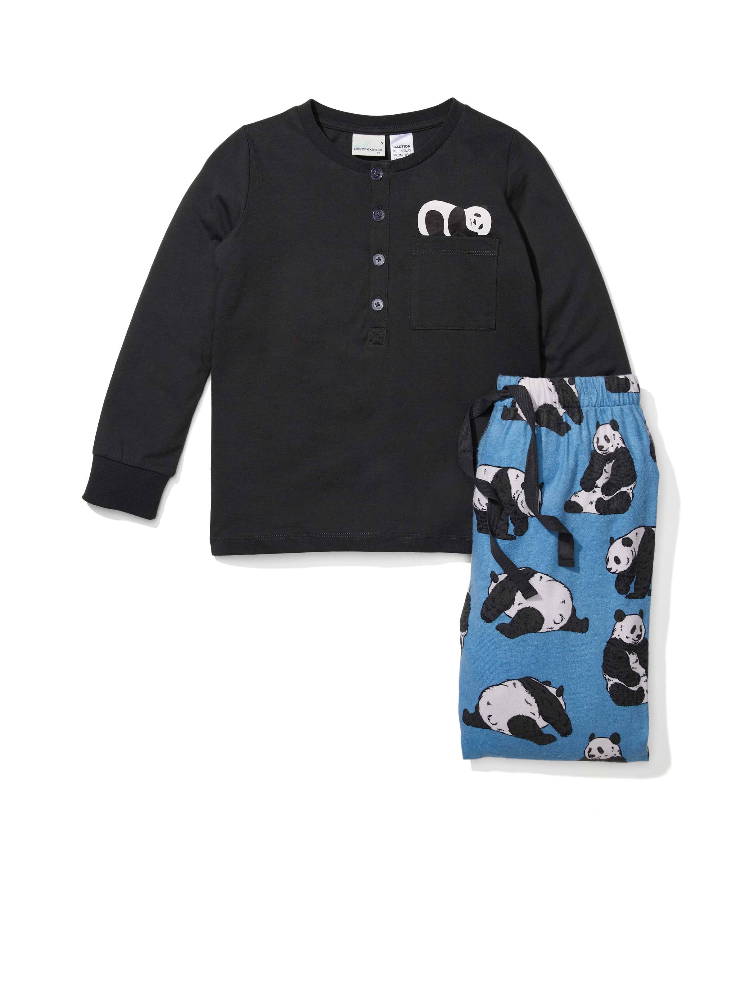Jnr Boys Panda Bamboo Flannelette Pj Set
