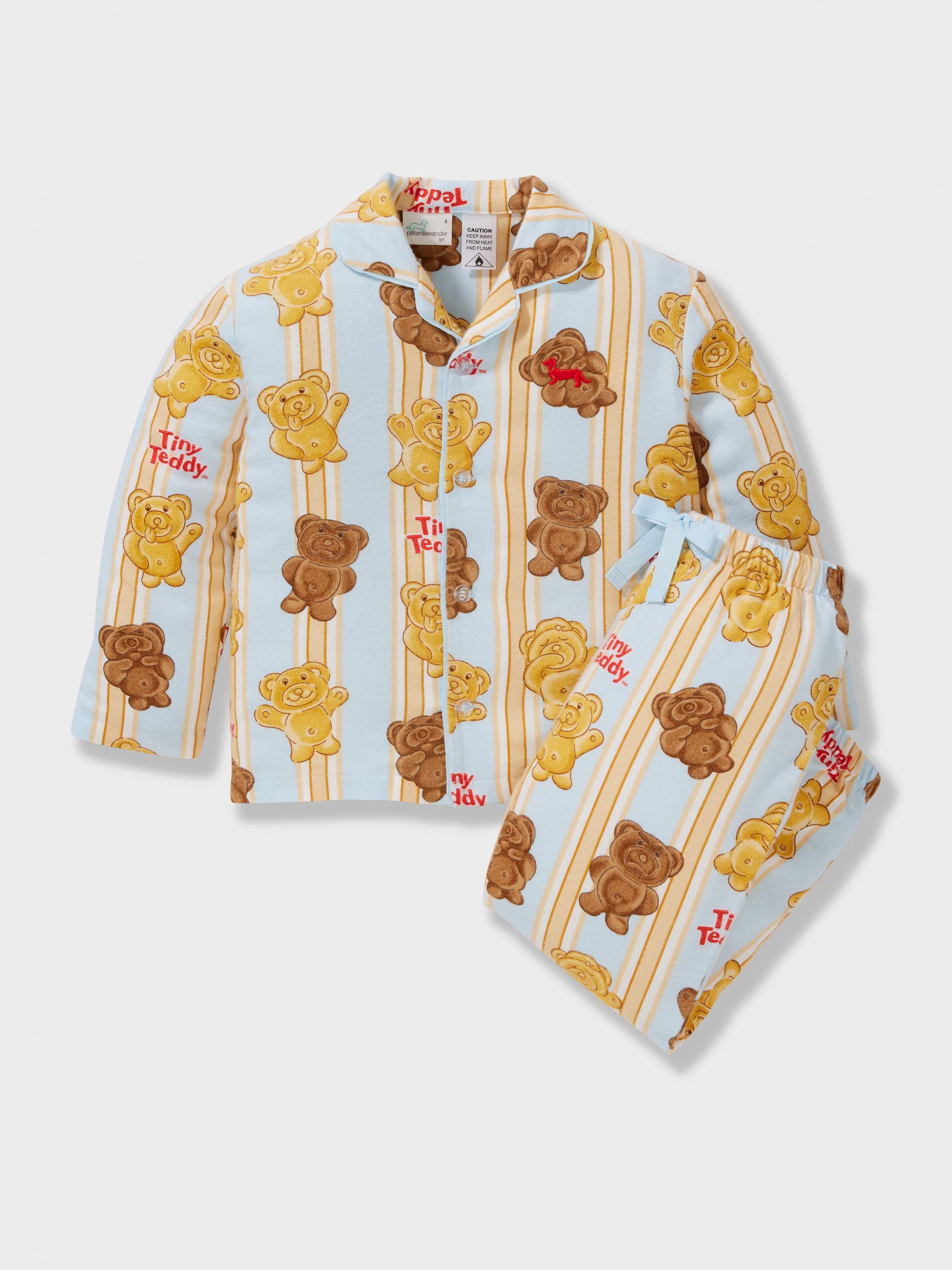 Boys Arnott's Tiny Teddy Bamboo Flannelette Classic Long Pj Set
