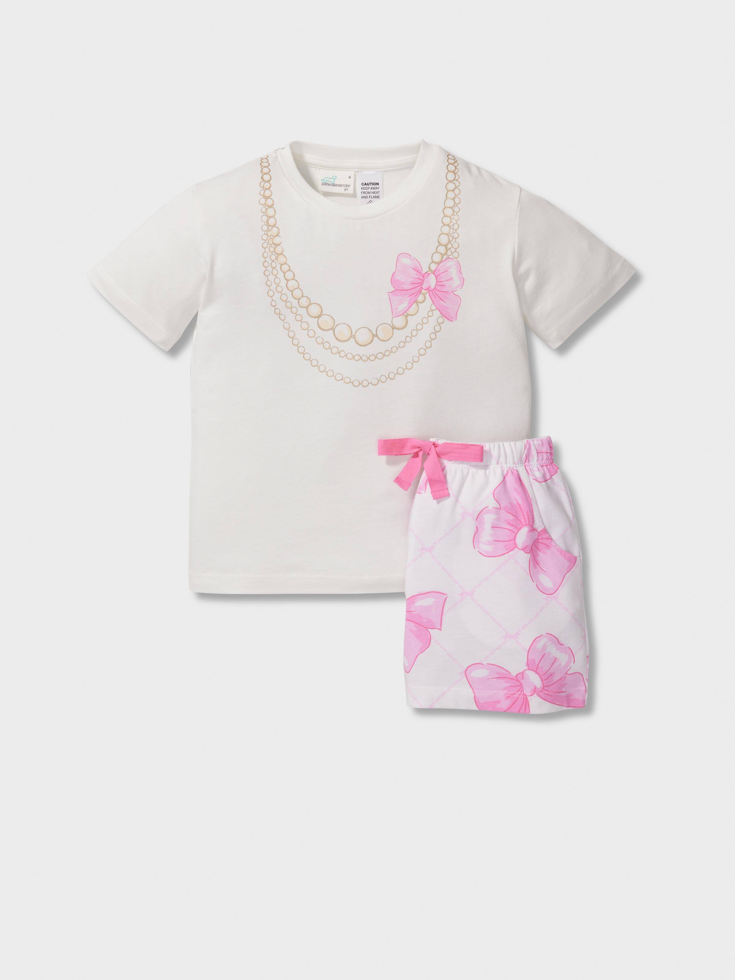 Jnr Girls Fancy Bows Short Pj Set