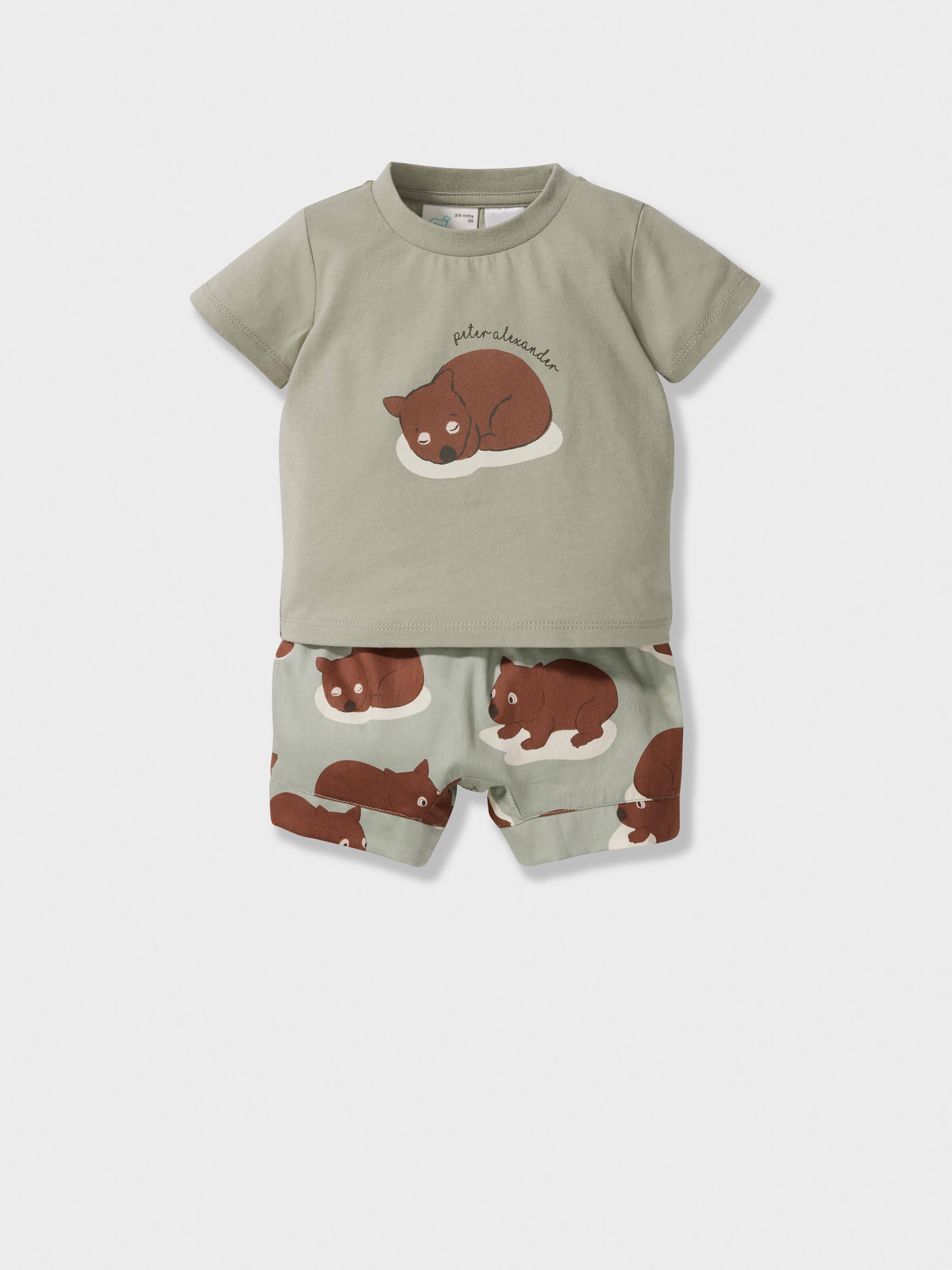 Baby Wombat Short Pj Set Multi - Peter Alexander Online