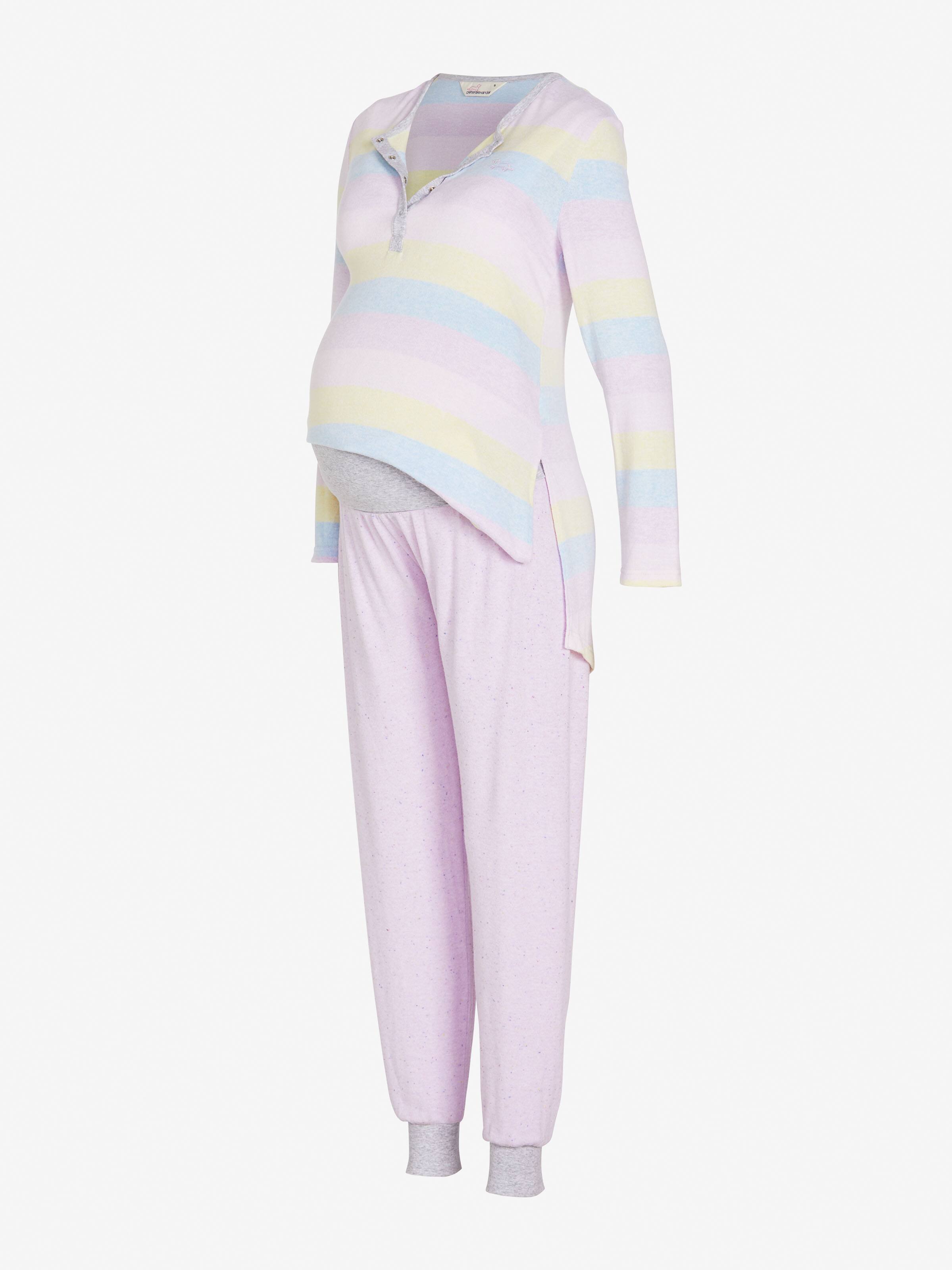 Maternity Fuzzy Pastel Stripe Pj Set