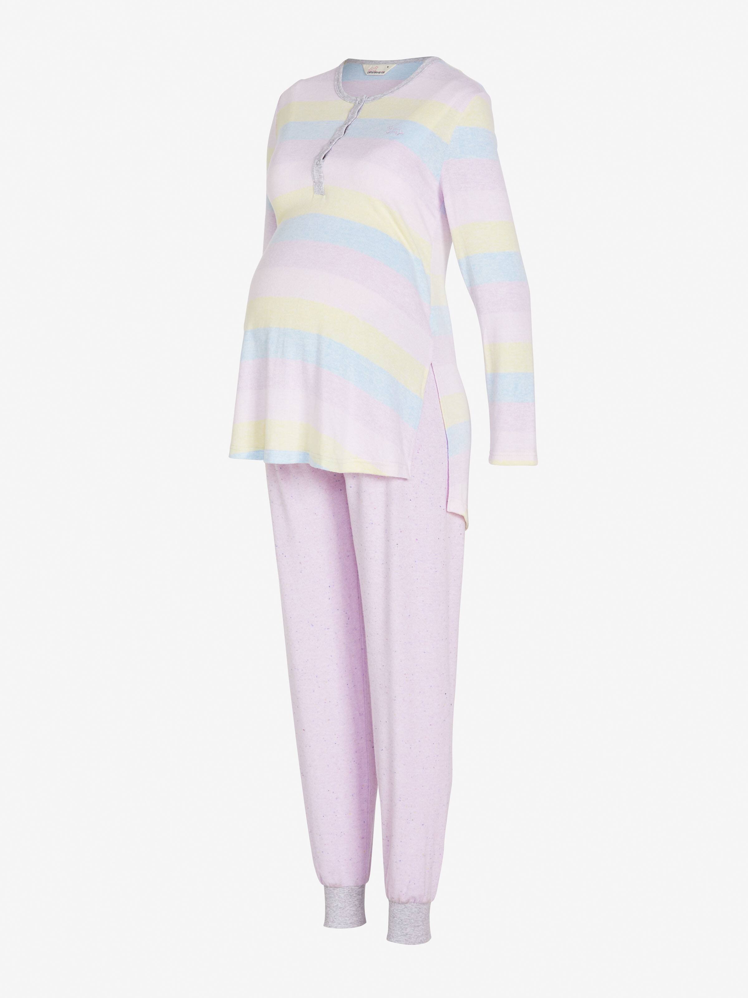 Maternity Fuzzy Pastel Stripe Pj Set