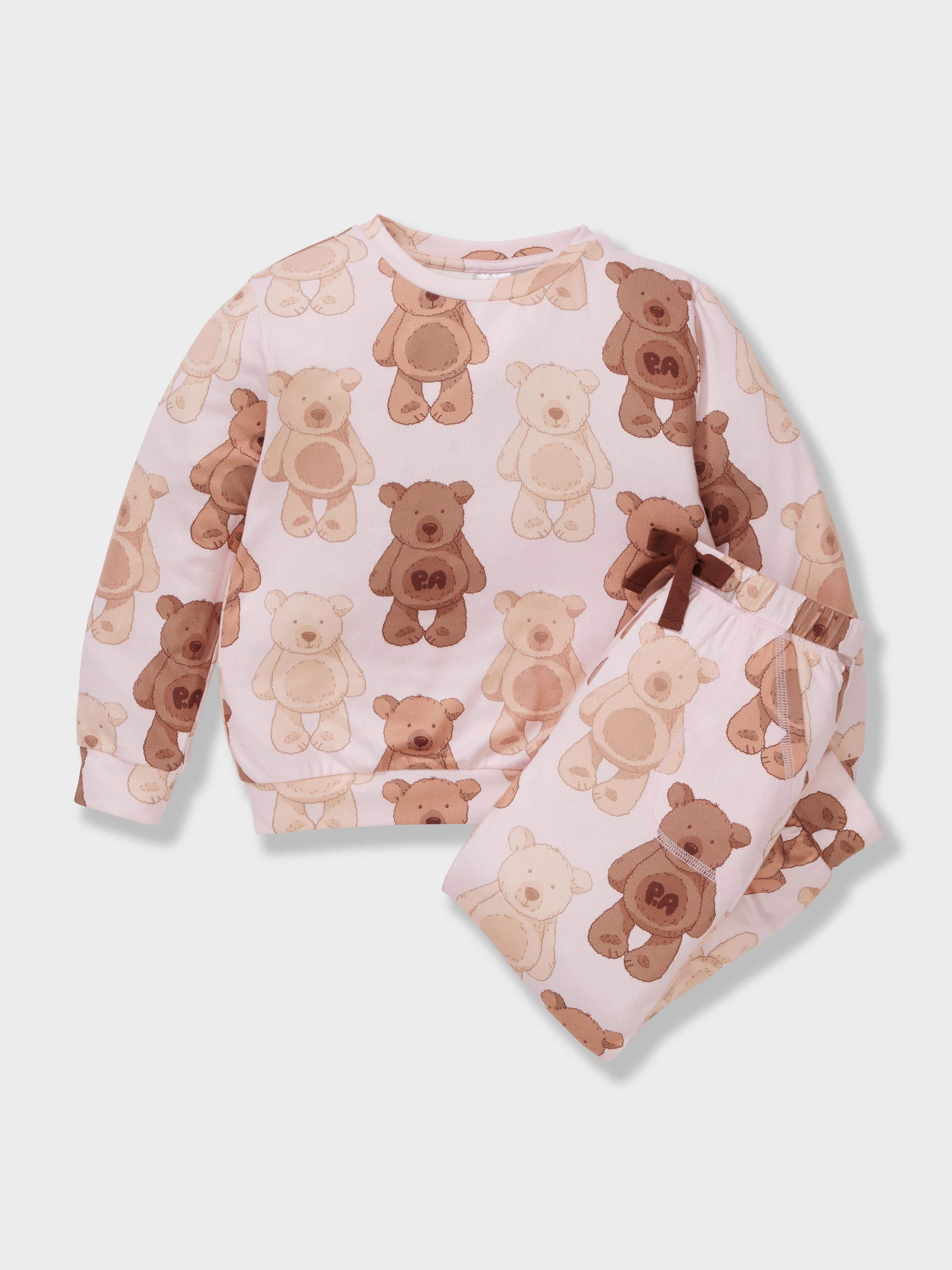 Girls Teddy Bears Long Plush Pj Set