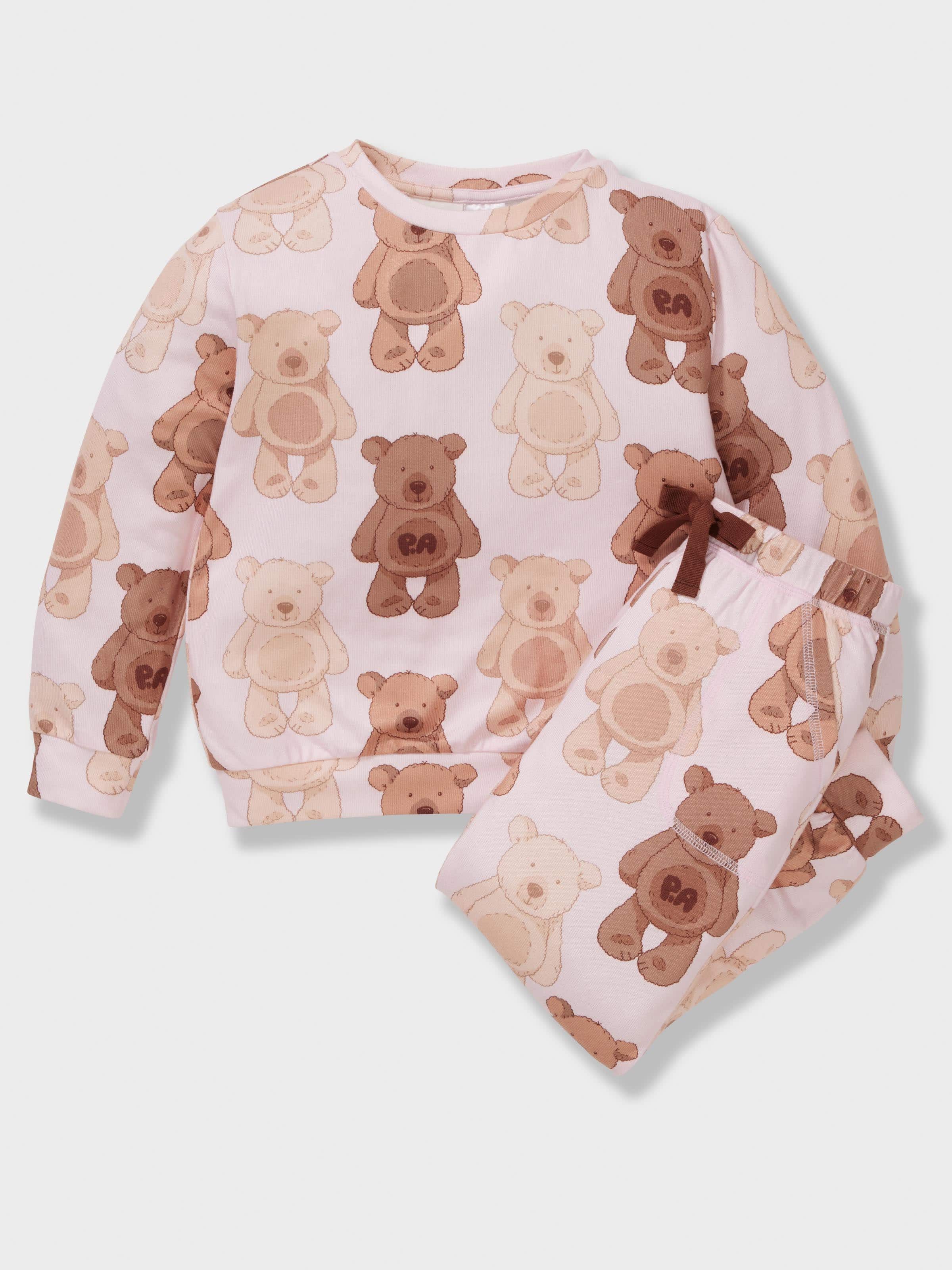 Girls Teddy Bears Long Plush Pj Set