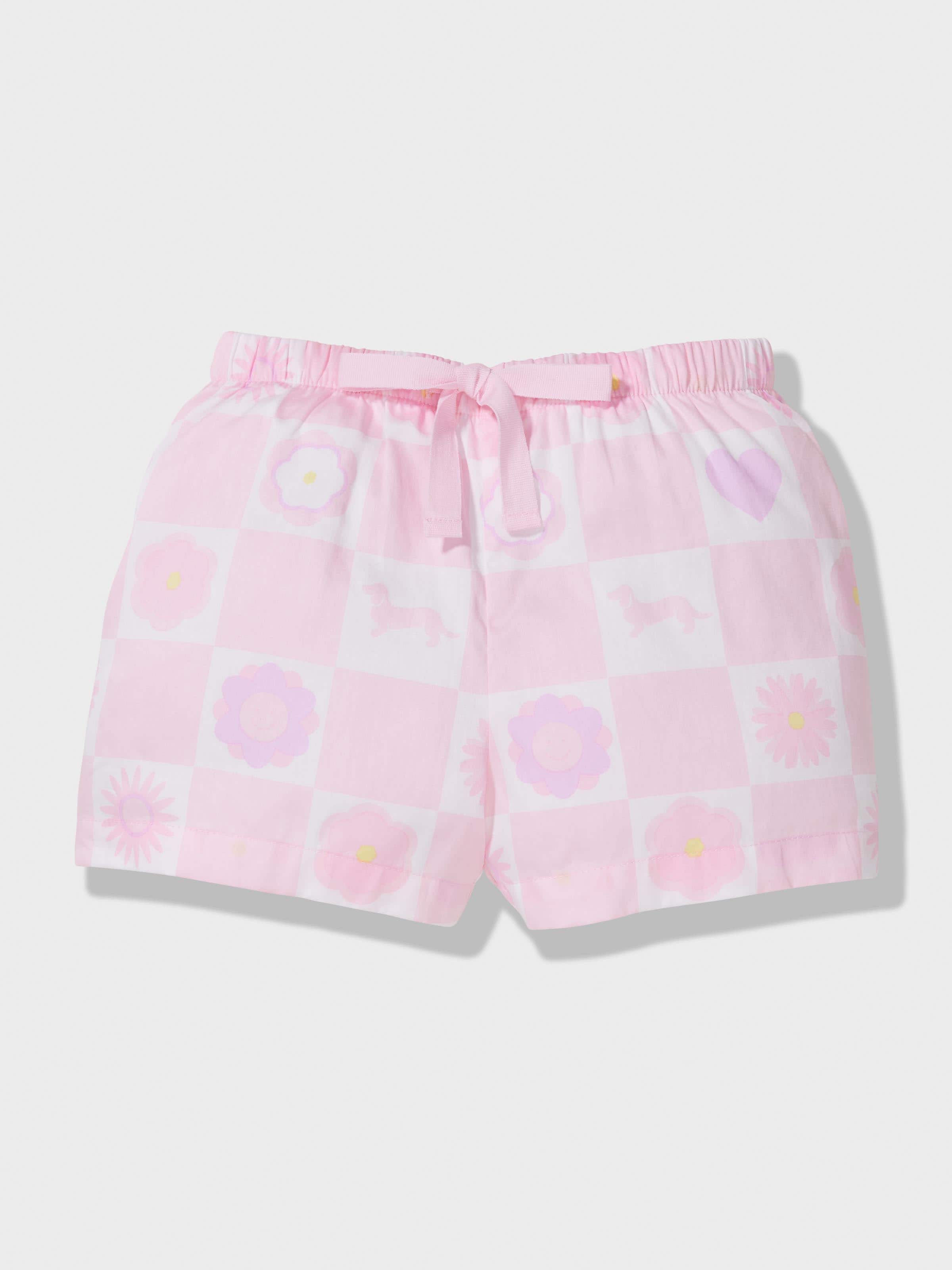 Girls Floral Check Pj Set
