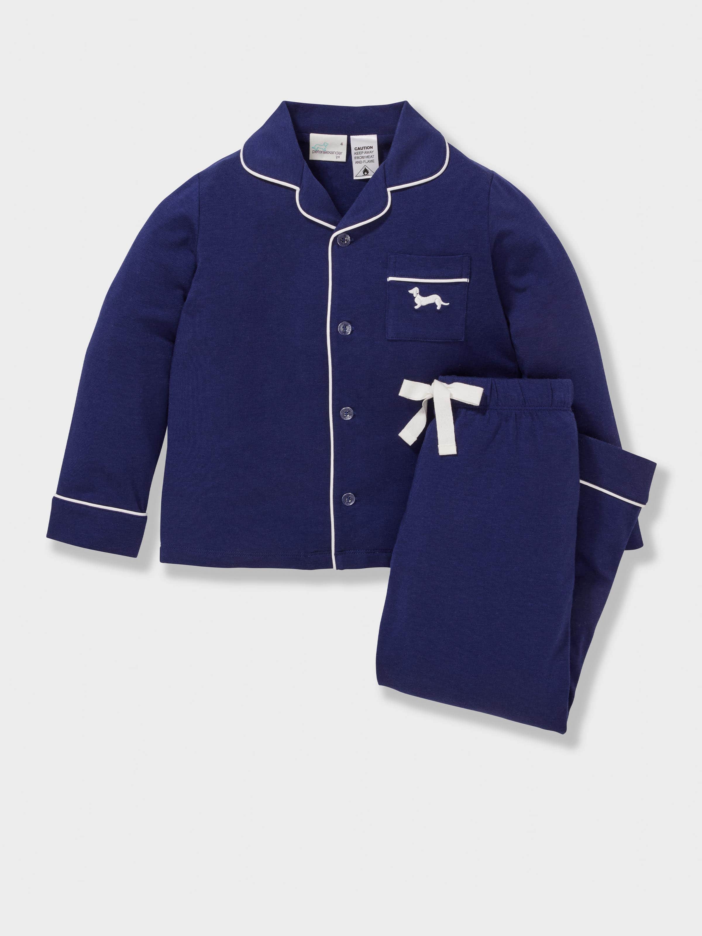 Jnr Boys Navy Bamboo Long Classic Pj Set