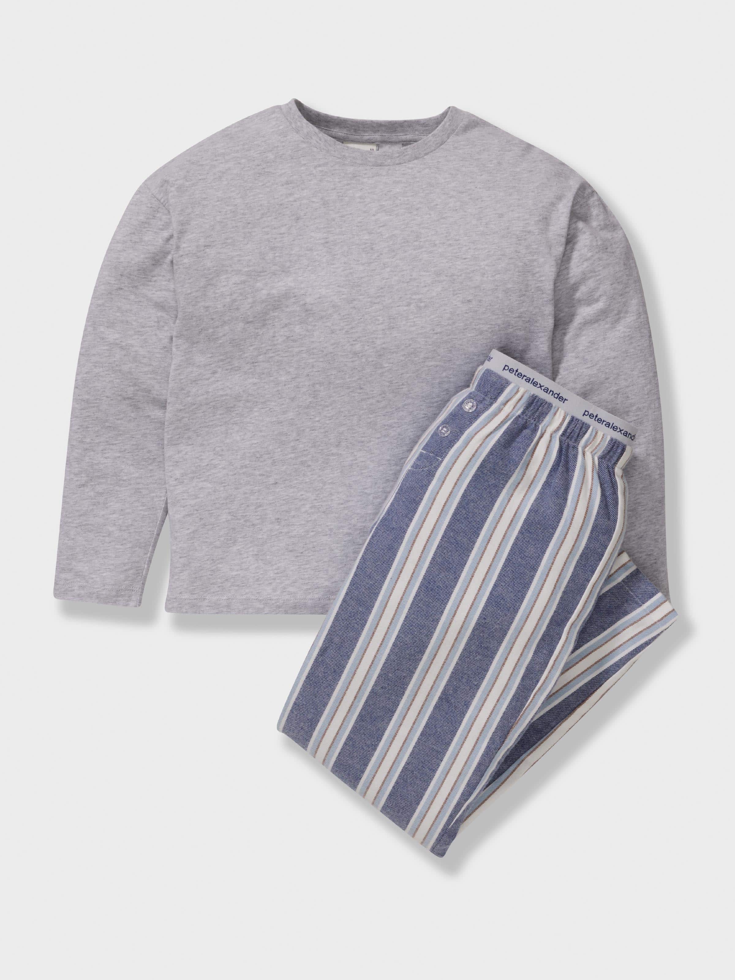 Boys Blue Stripe Long Pj Set